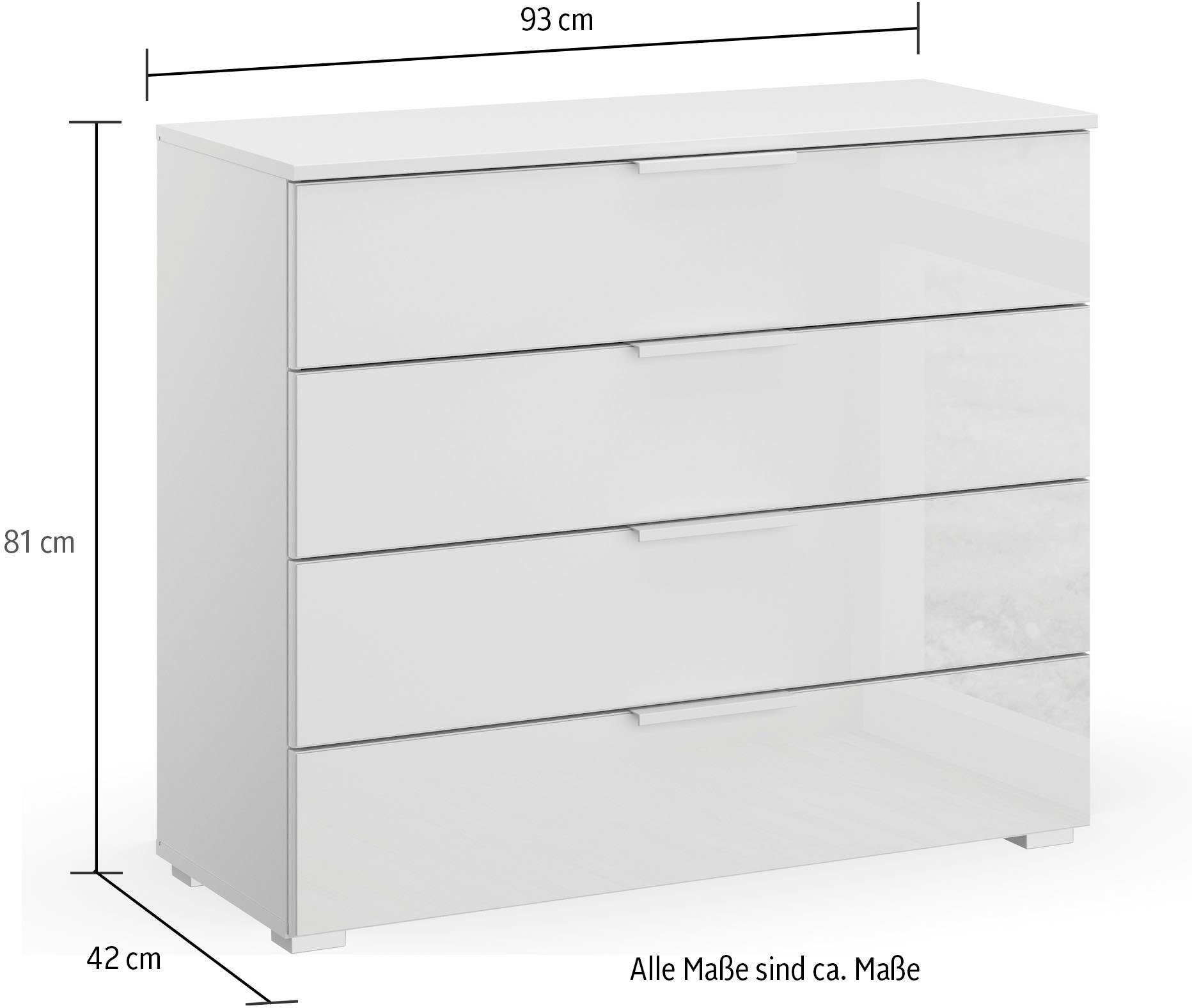 rauch Ladekast Sideboard commode ladecommode KOLUNA met glasfront Breedte 93 cm met 4 grote lades voor veel opbergruimte MADE IN GERMANY