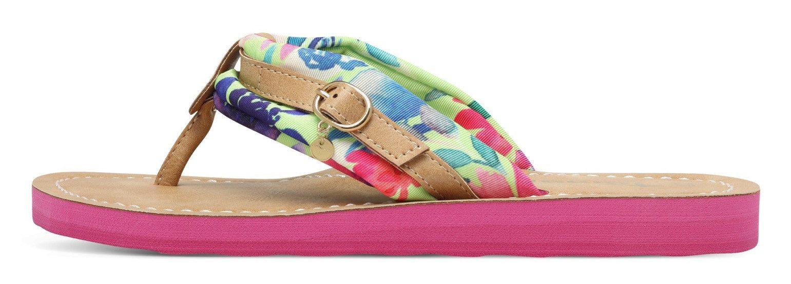 Tamaris Teenslippers Avril , zomerschoenen, flats, slippers met t-logo hanger