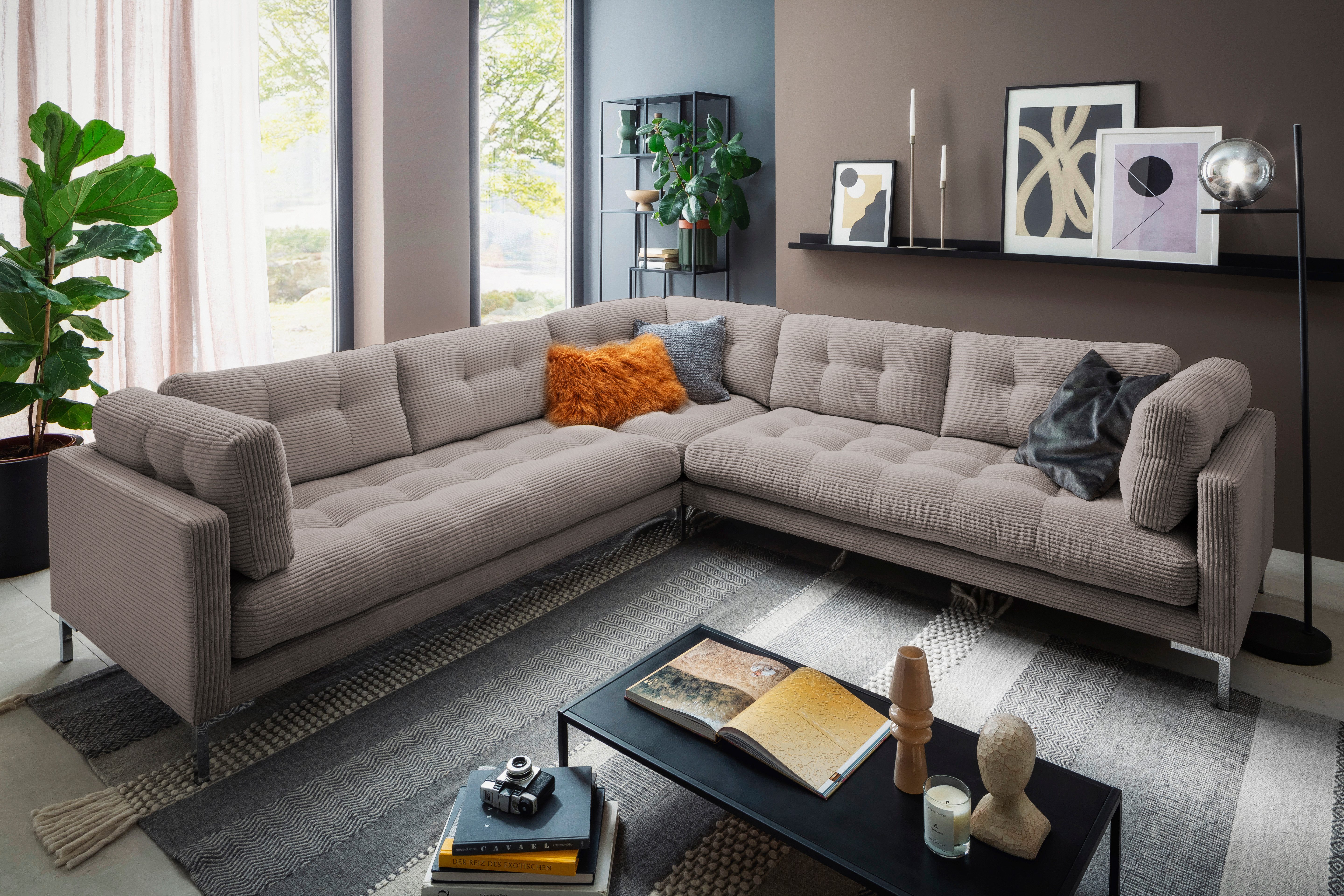 Trends by HG Zithoek Landau U-vorm in cordstof met metalen voet