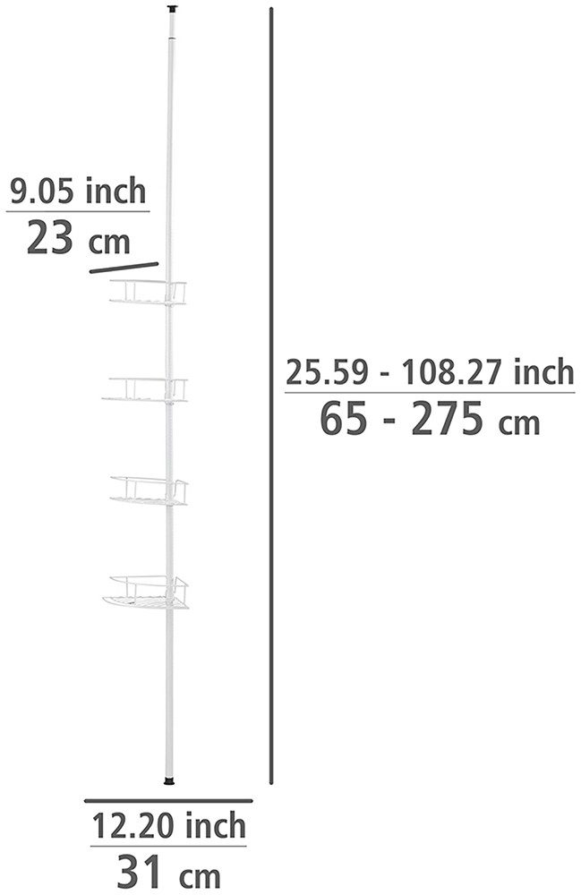 WENKO Telescooprek Modell Dolcedo met 4 planken voor douche en bad zonder boren, roestvrijstaal