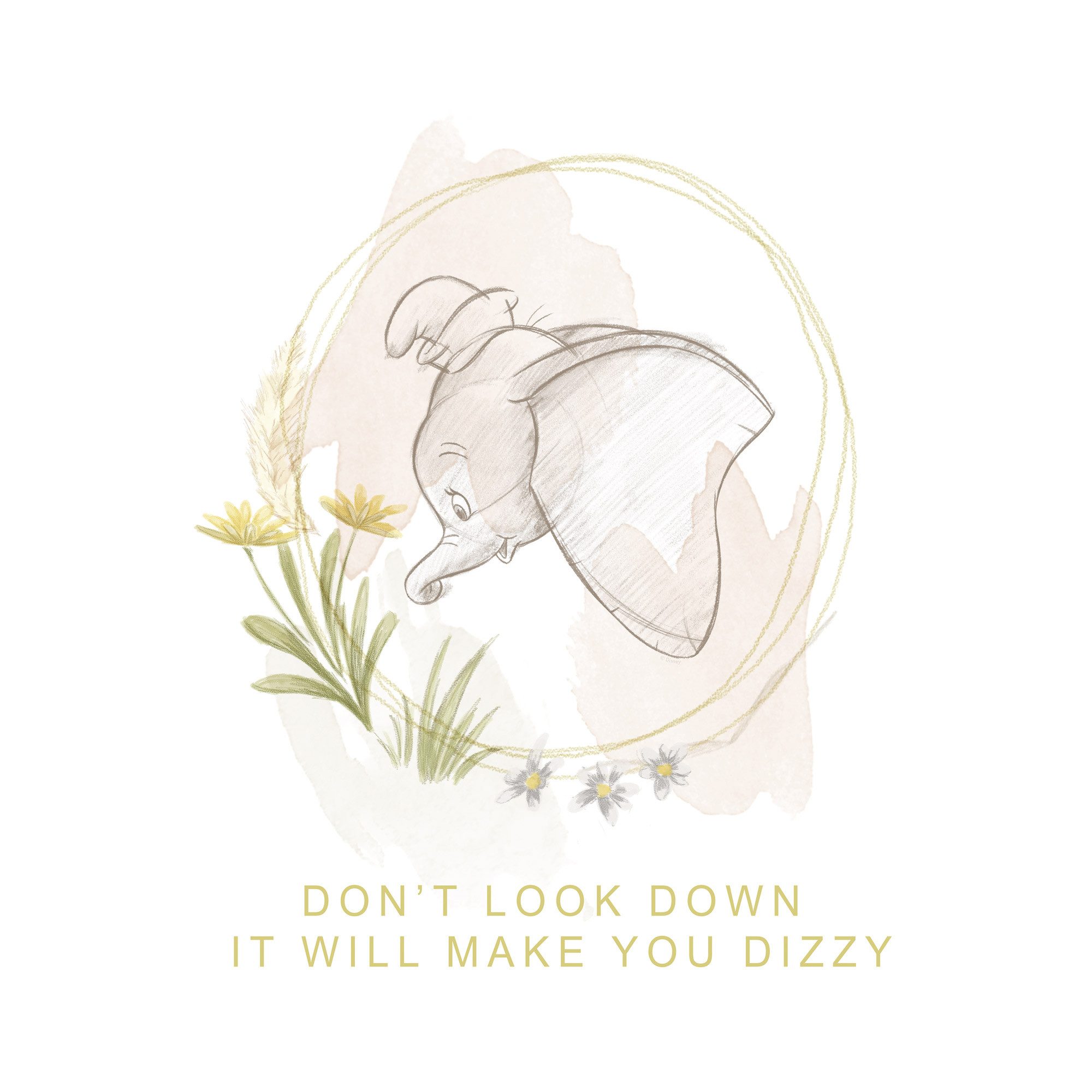 Komar Artprint op linnen Disney Dumbo Don't Look Down 40 x 50 cm (breedte x hoogte) - kinderkamer, decoratie (1 stuk)