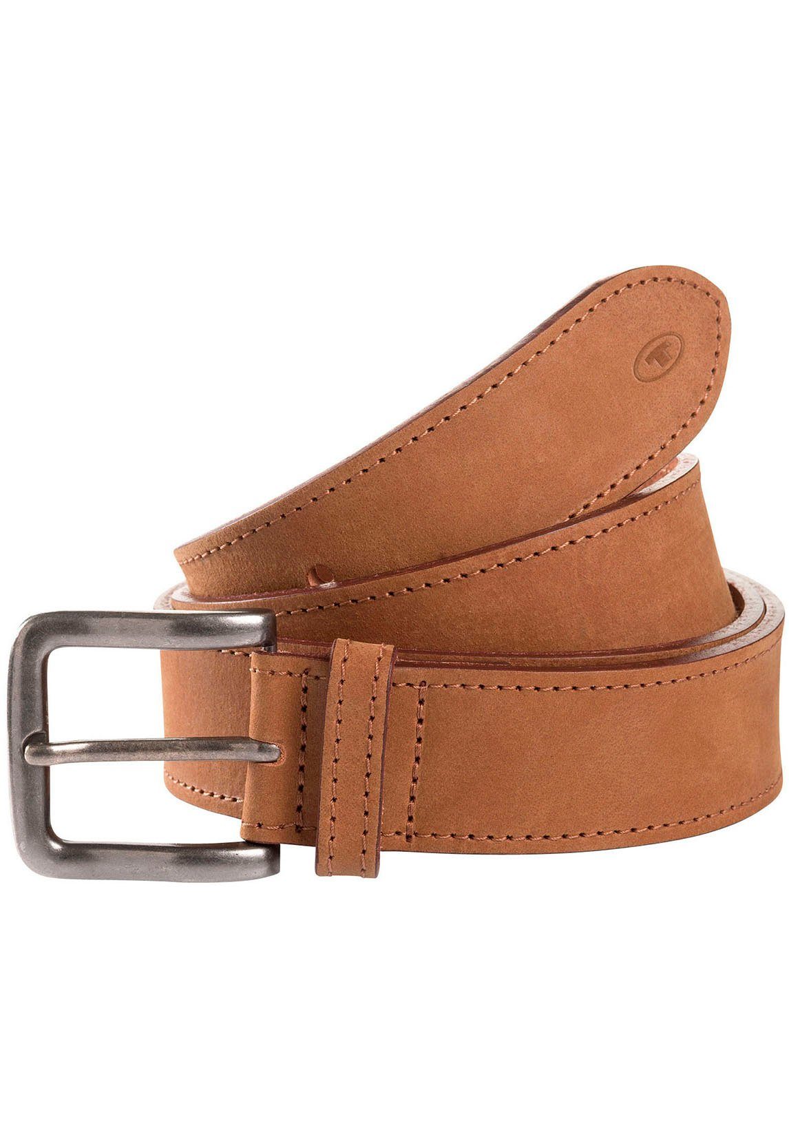 Tom Tailor Leren riem TTBILLY 3,5 cm brede herenriem, jeans en casual, velourslook