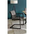mca furniture vrijdragende stoel kian vintage imitatieleer met of zonder armleuning, stoel belastbaar tot 120 kg (set, 2 stuks) grijs