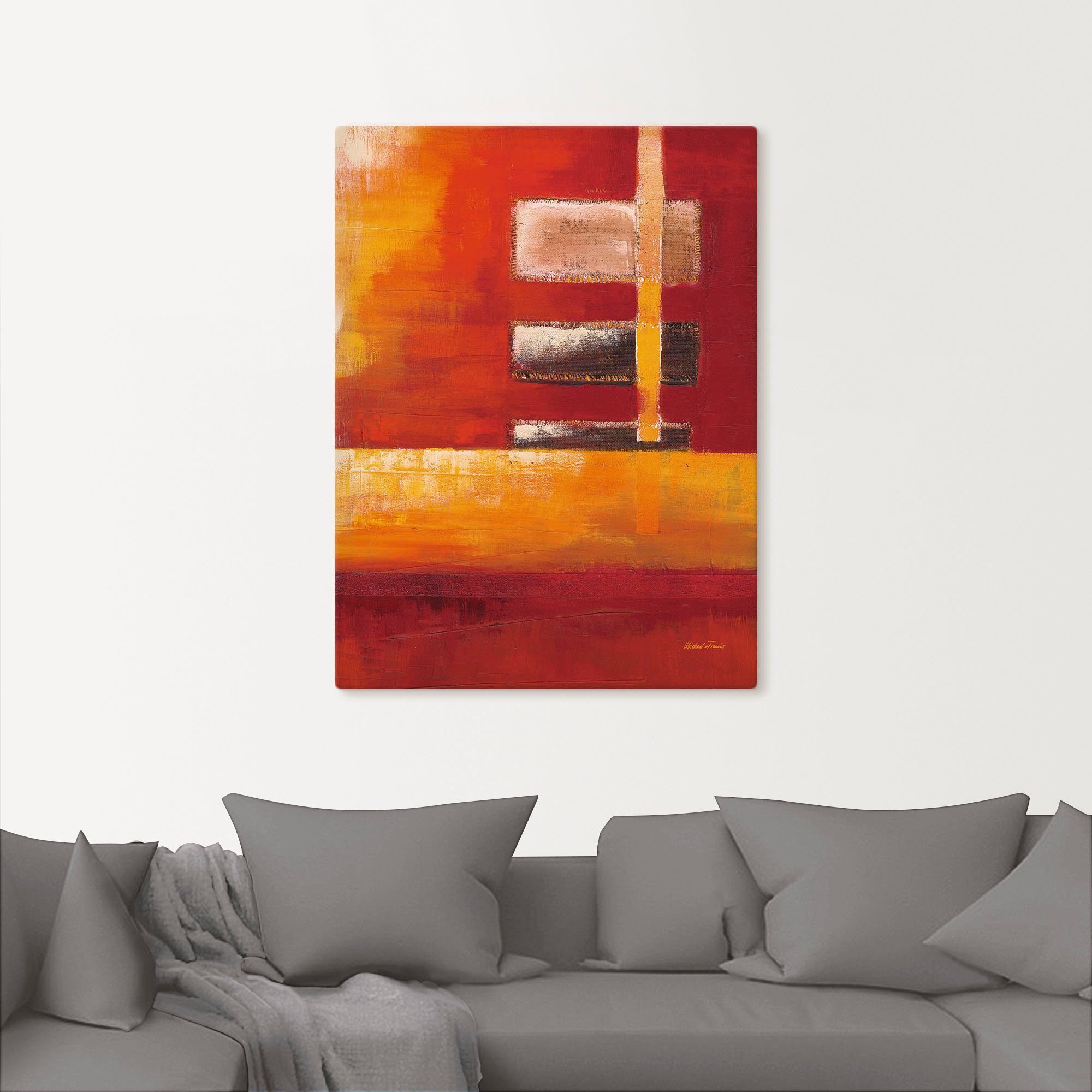 Artland Artprint op linnen Velden II - abstract gespannen op een spieraam