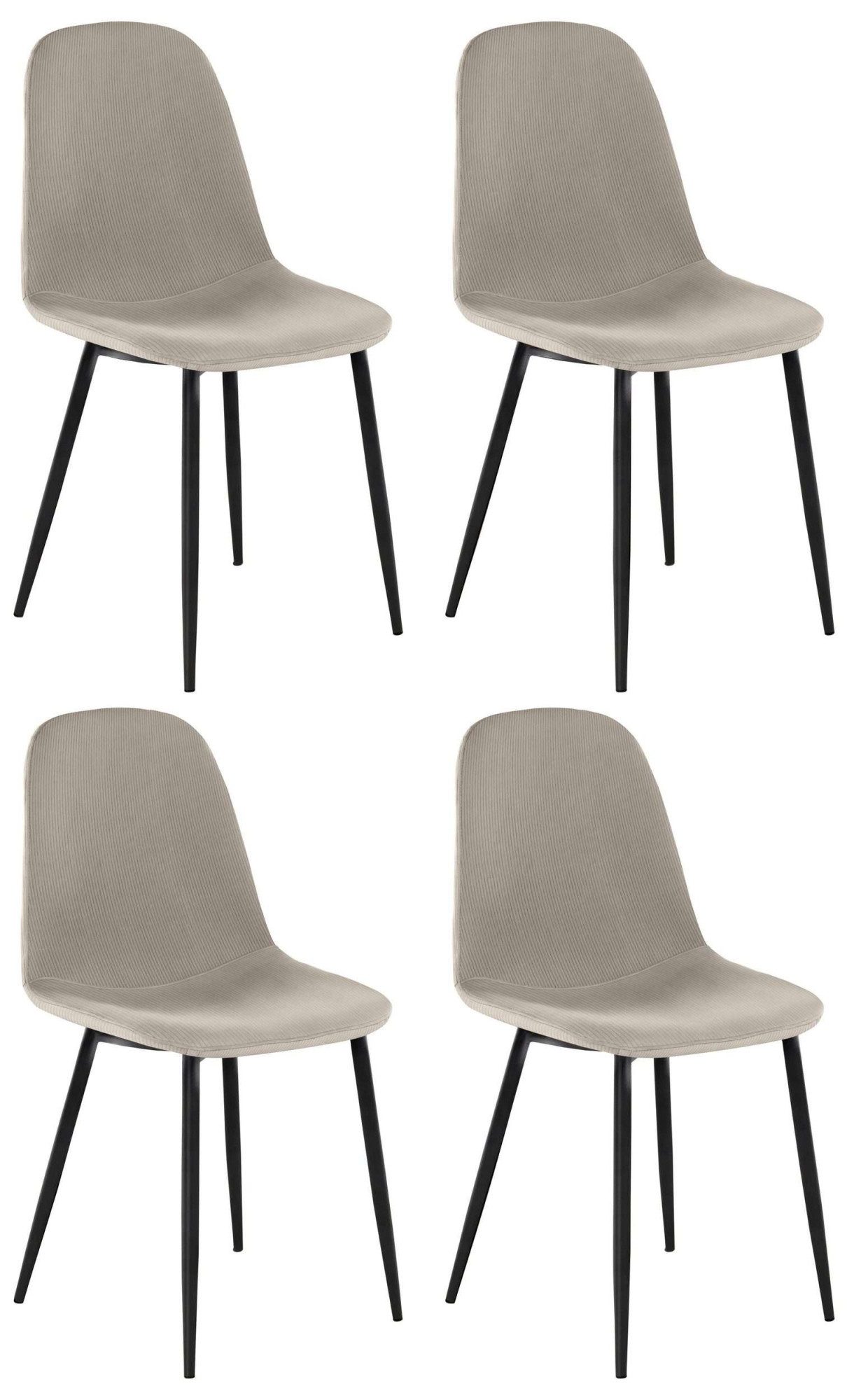 INOSIGN Eethoek Danny-Miller Glazen tafel 100x100 cm met 4 stoelen in cord, frame van metaal (set, 5-delig)
