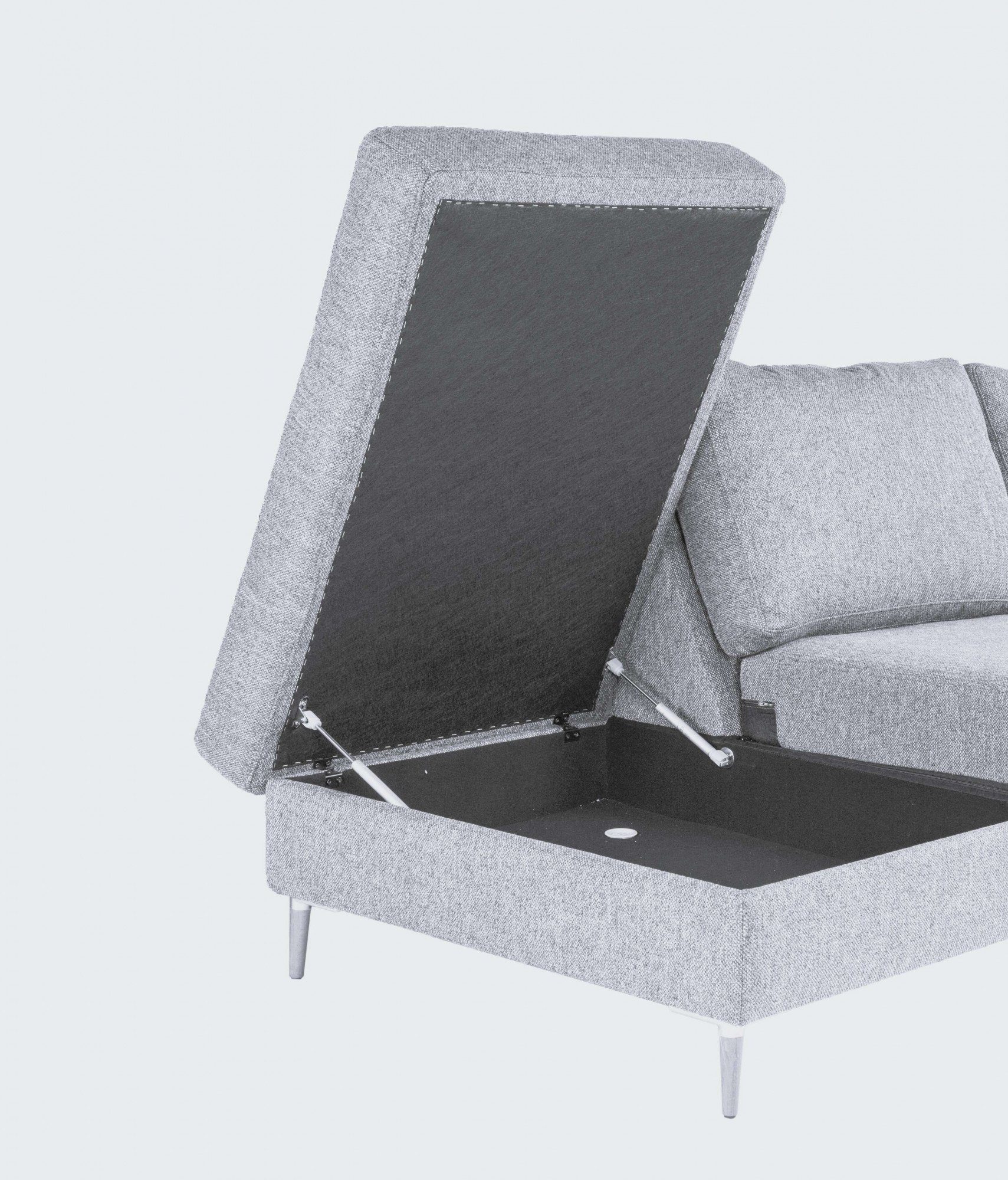 FLEXLUX Hoekbank Fiore, L-vorm brede armleuningen, aluminium/eiken poten, bxd 241x225 cm, koudschuim in de zitting