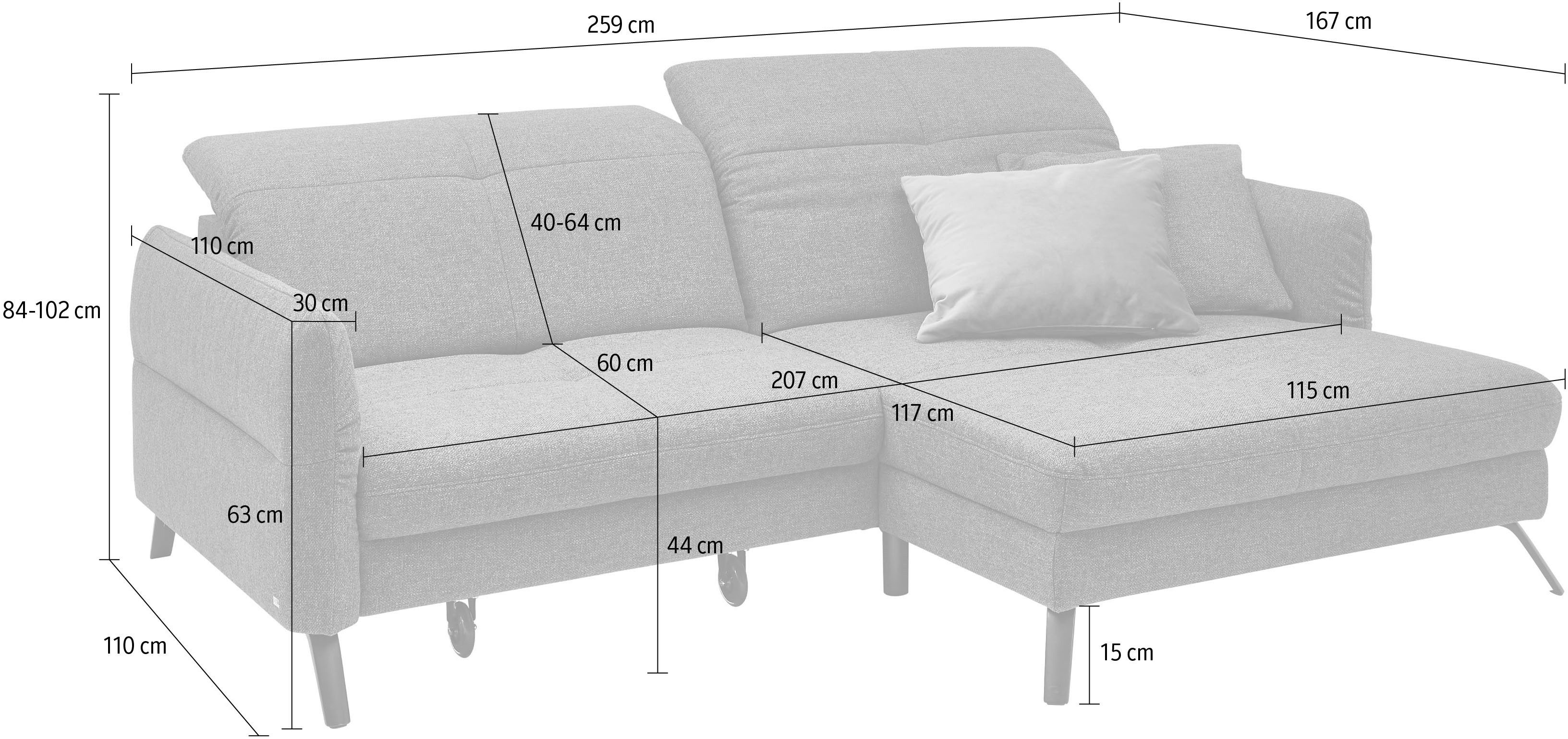 set one by Musterring Hoekbank SO 4400 V optioneel met motorische bedfunctie & hoofdverstelling, voet zwart