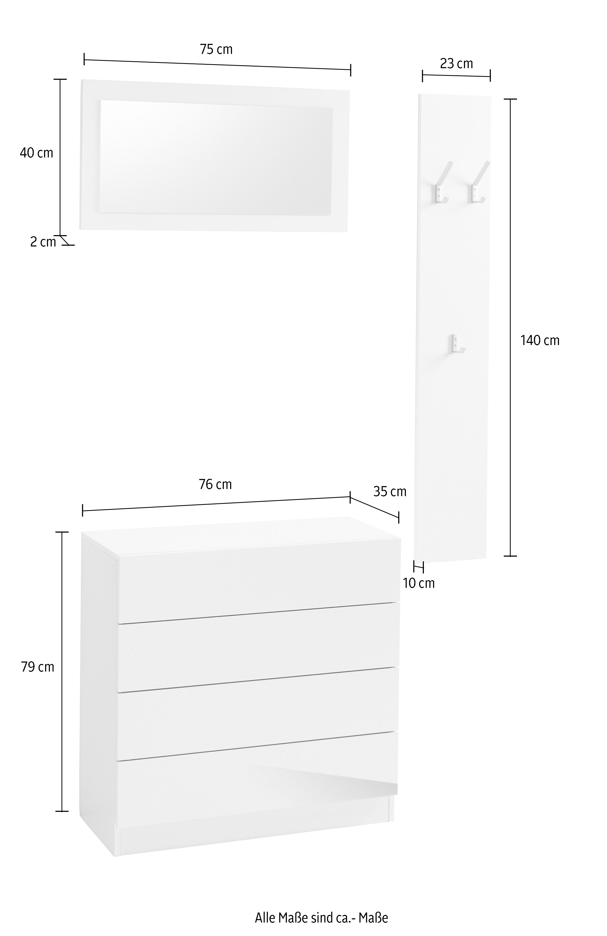 borchardt Möbel Halmeubelset Vaasa 3 met push to open functie (set, 3-delig)