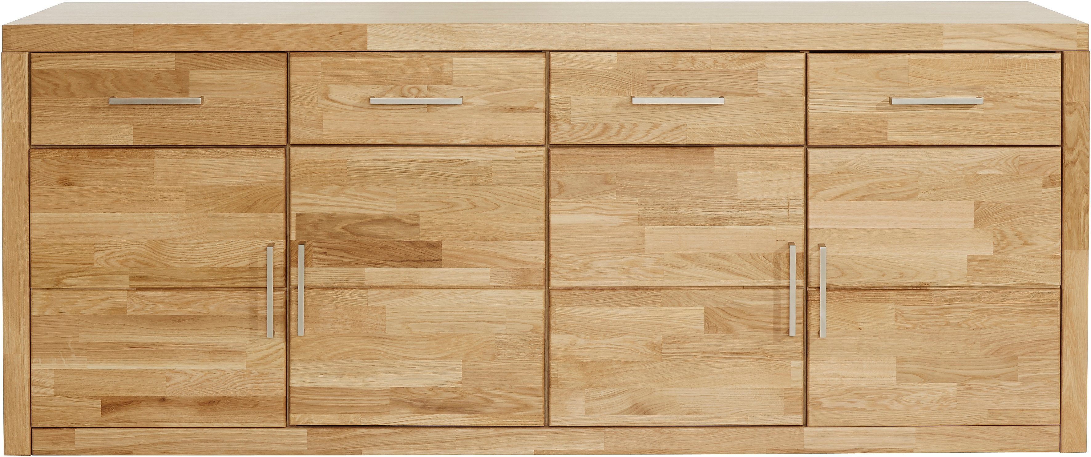 Home affaire Dressoir Trondheim, 200 cm breed, 42 cm diep, fronten massief hout, metalen handgrepen