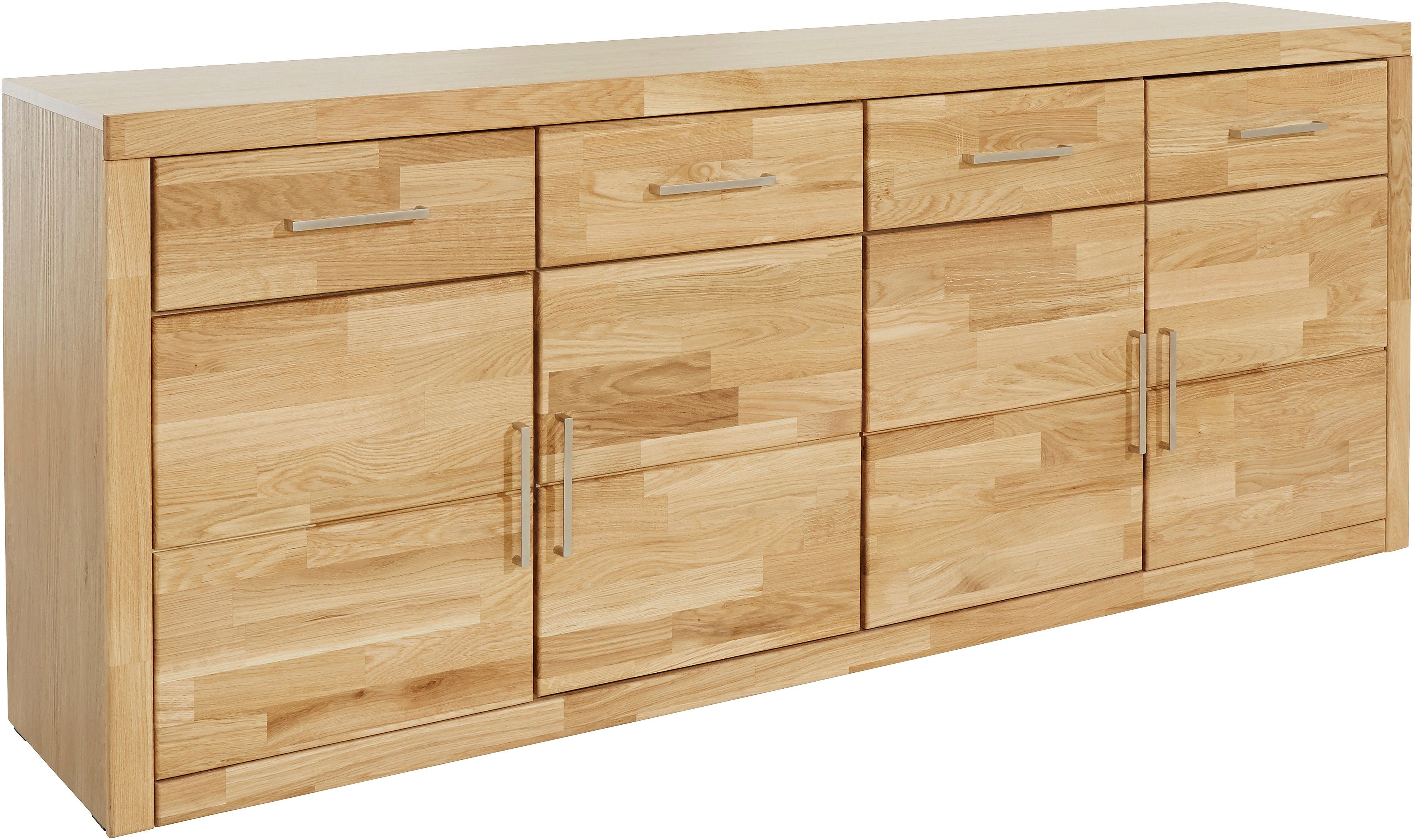 Home affaire Dressoir Trondheim, 200 cm breed, 42 cm diep, fronten massief hout, metalen handgrepen