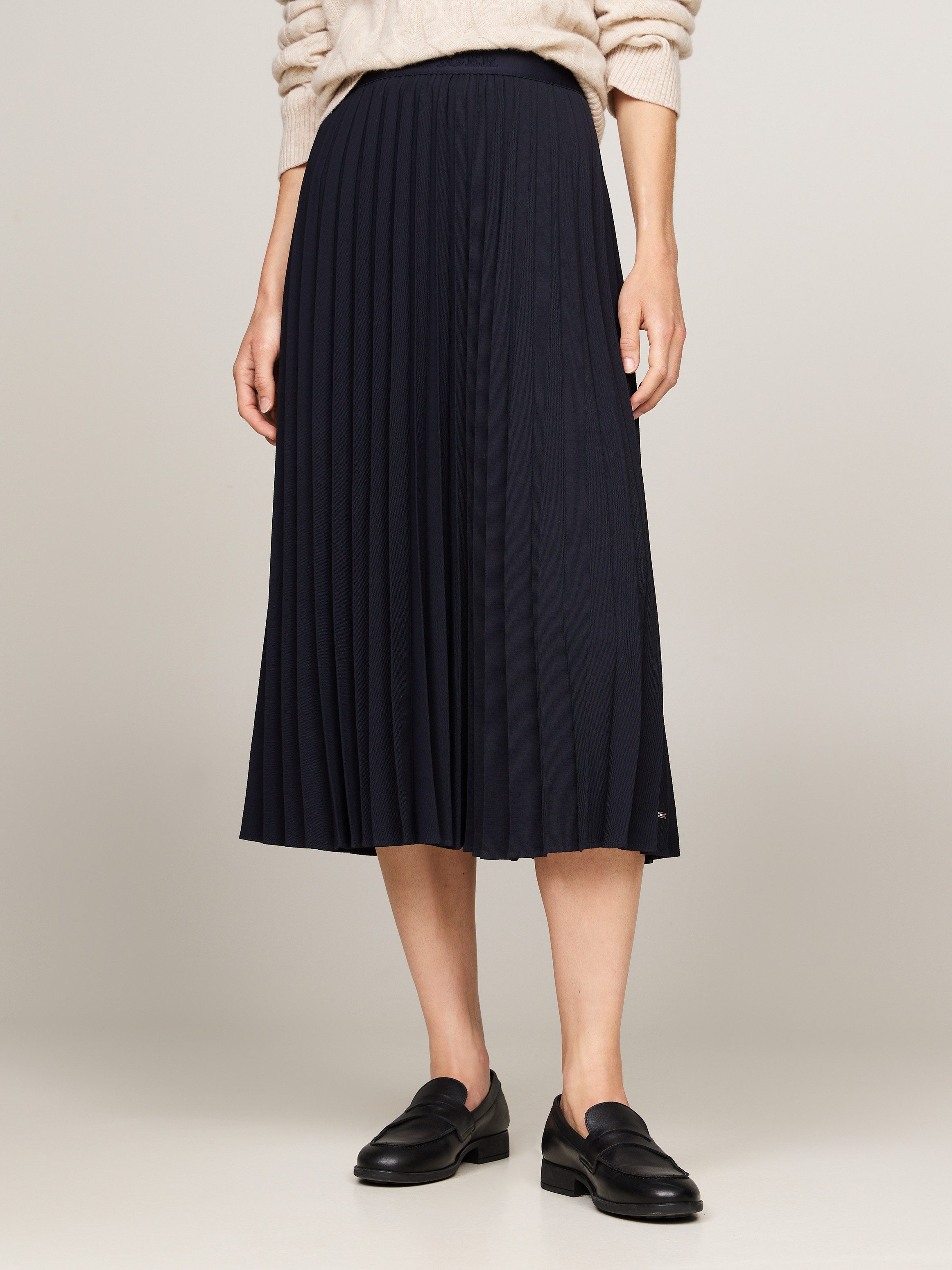 Tommy Hilfiger Plissérok FLUID TWILL PLEATED MIDI SKIRT