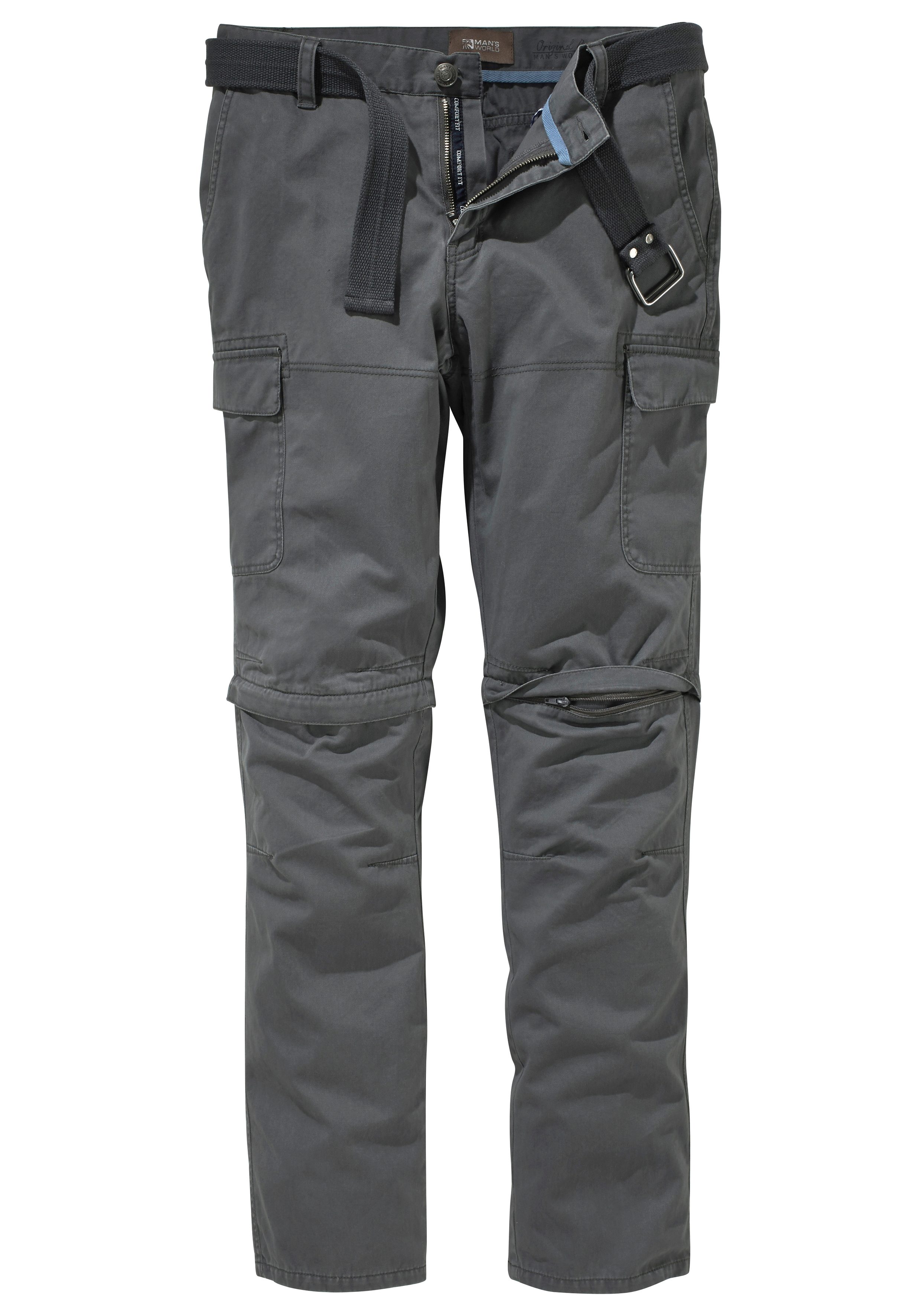 Man's World Cargobroek met zip-offfunctie (set, Met riem)