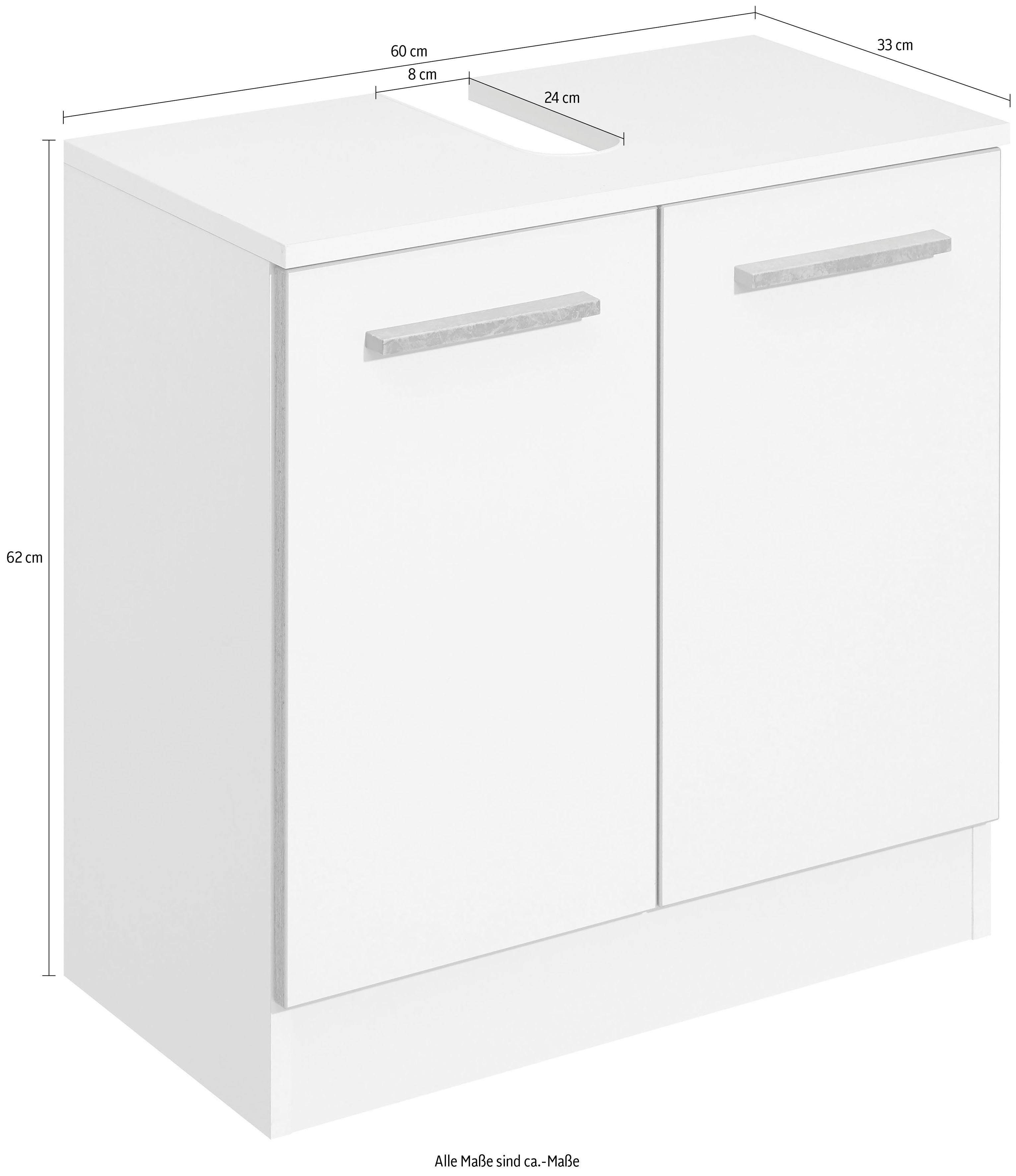 Saphir Wastafelonderkast Quickset 953 Onderkast, 60 cm breed, 2 deuren, wit glans