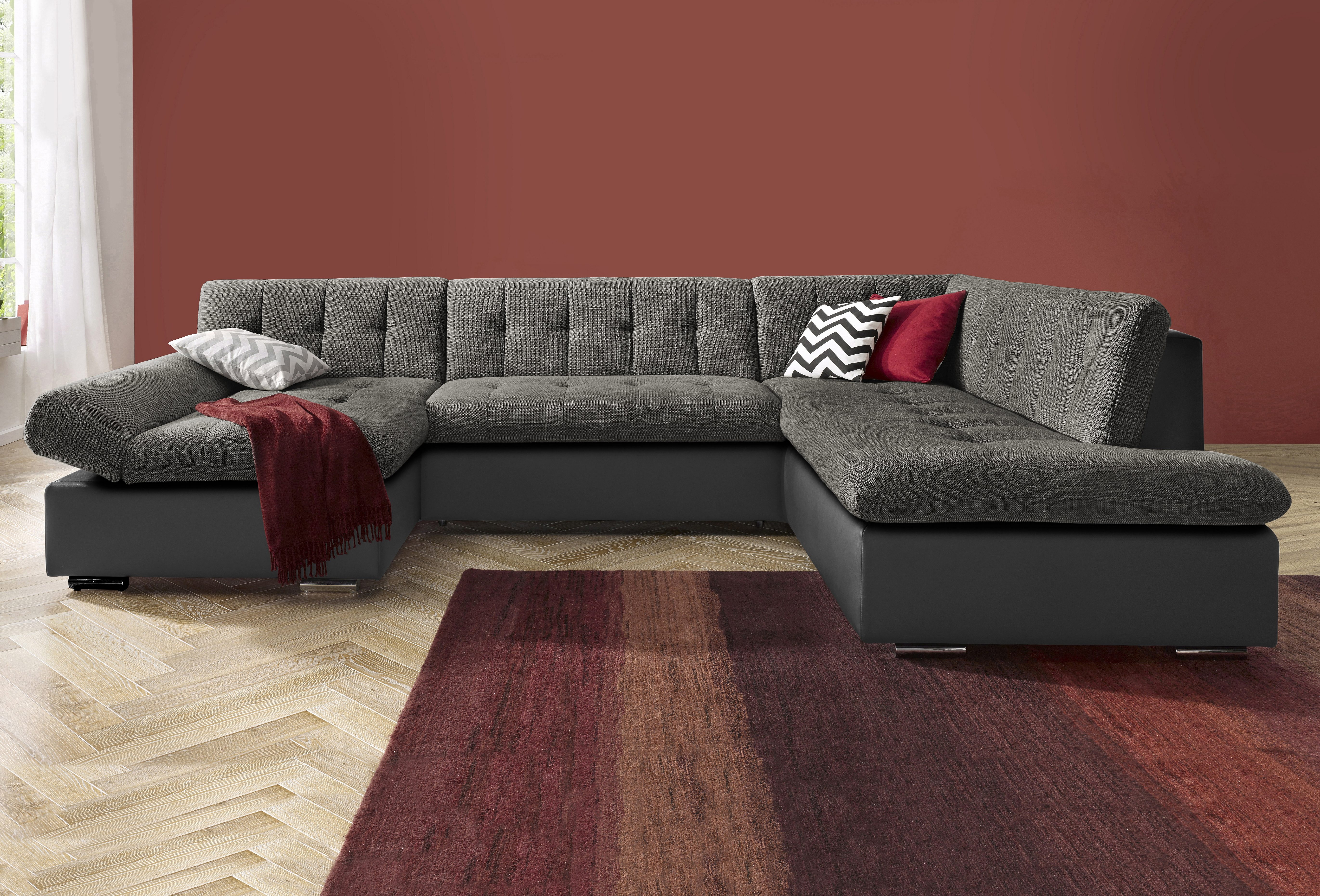 TRENDMANUFAKTUR Zithoek Reggae modern en comfortabel, actuele materiaalcombinatie, U-vorm