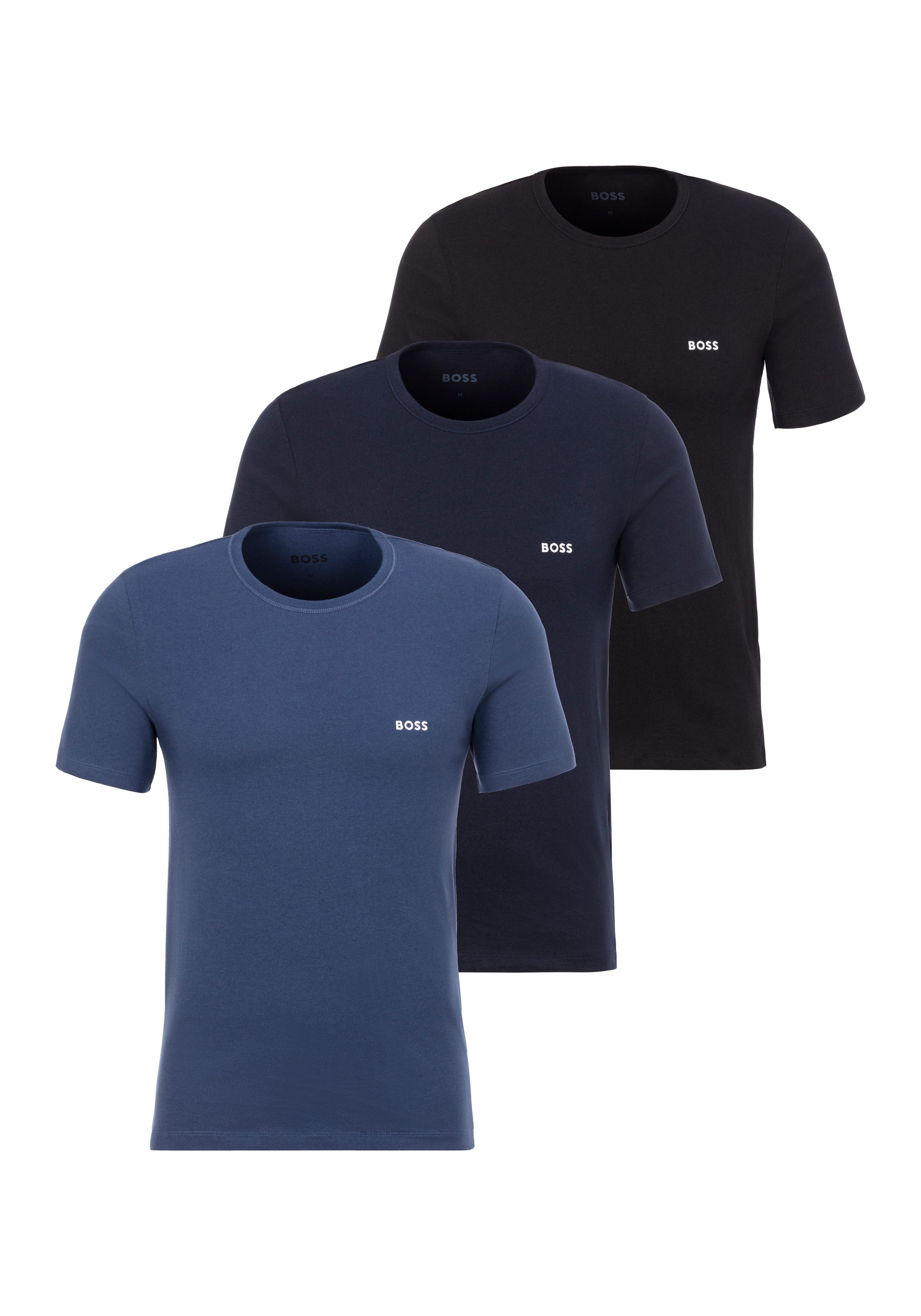 BOSS T-shirt TShirtRN 3P Classic met boss borduurwerk (set, 3-delig)