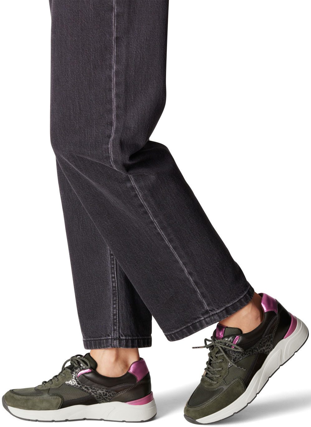 Tamaris Sneakers met sleehak lage schoen, veterschoen, vrijetijdsschoen met contrastafwerkingen