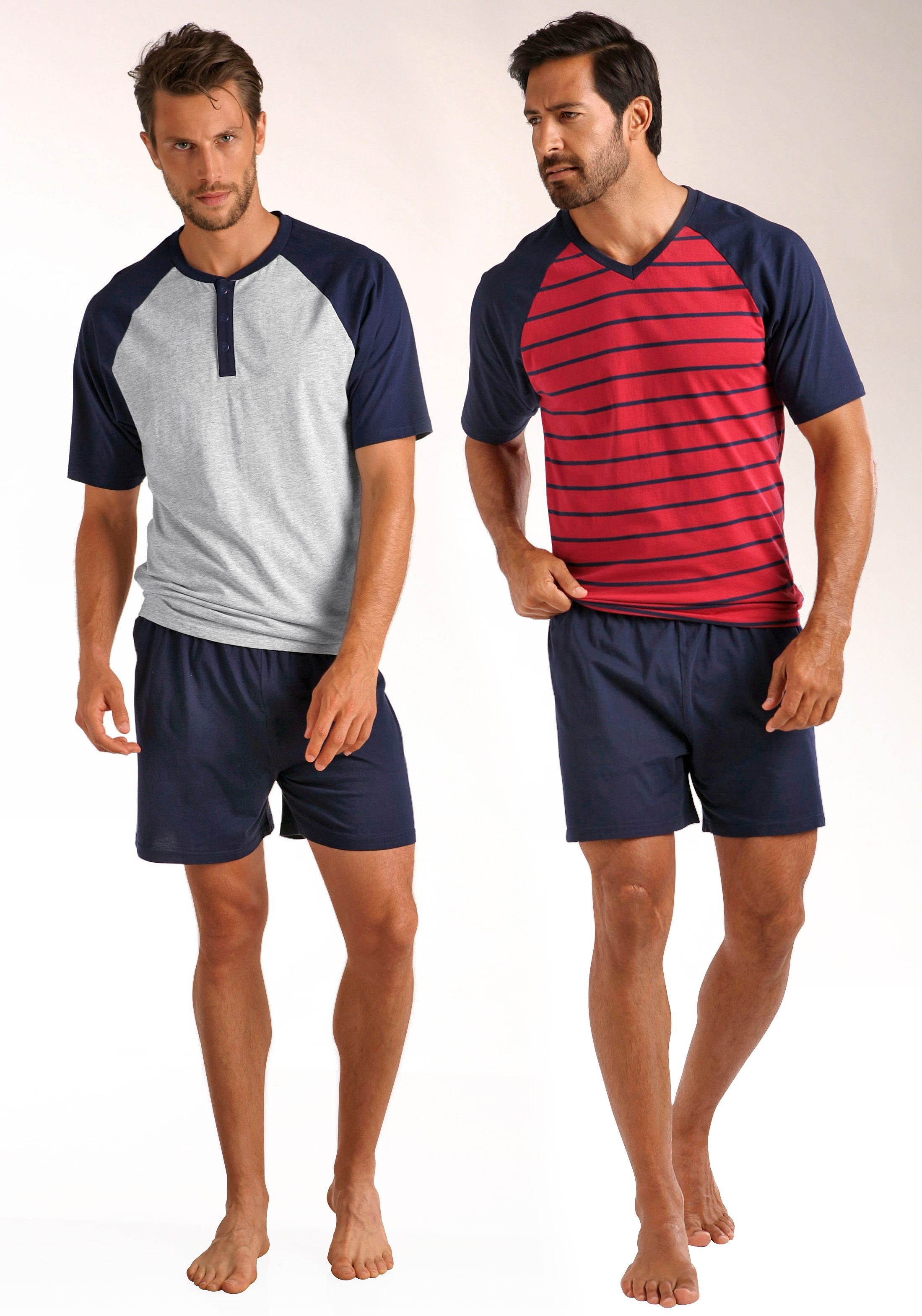 le jogger® Pyjama in een kort model, met raglanmouwen (4-delig, Set van 2)
