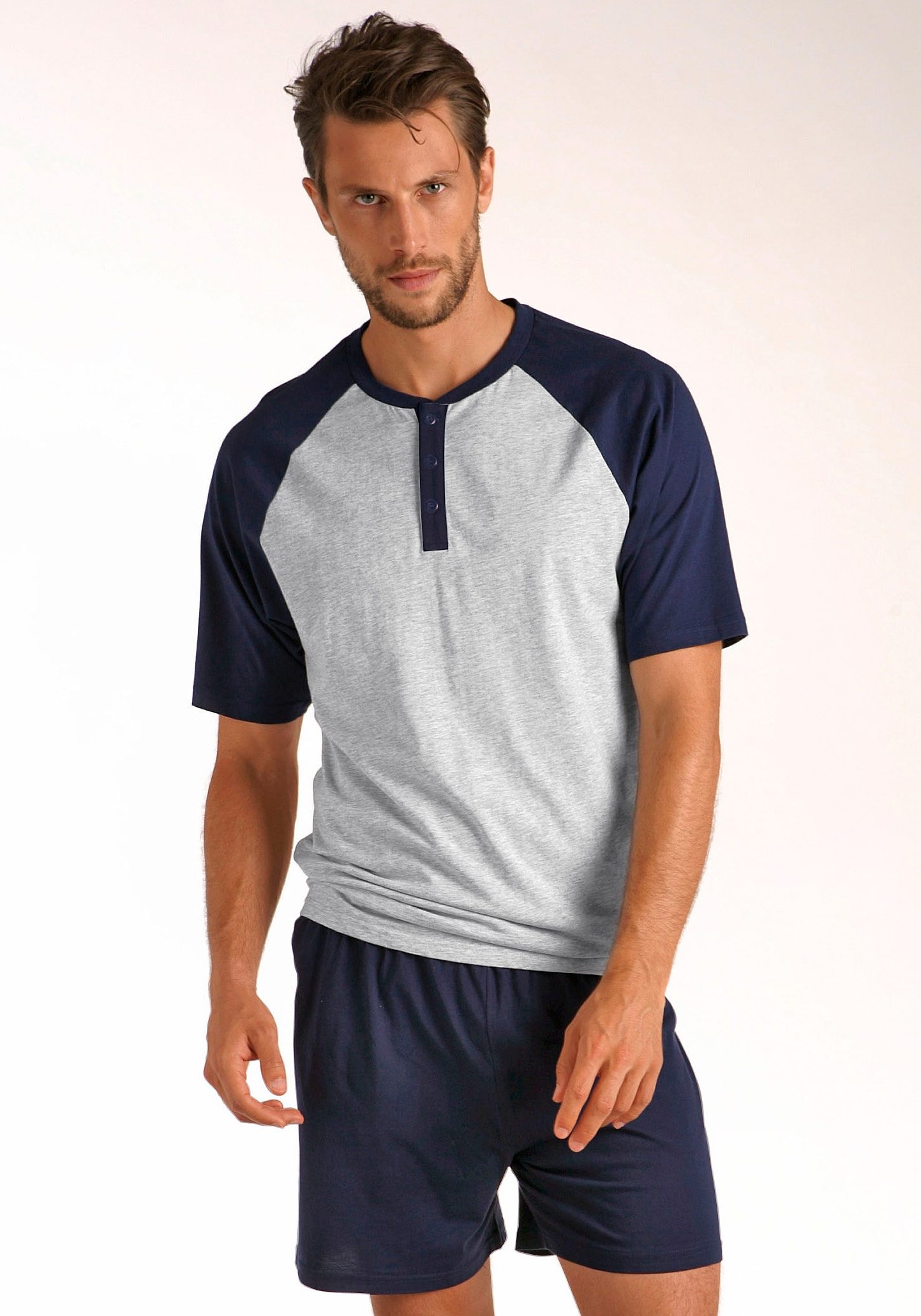 le jogger® Pyjama in een kort model, met raglanmouwen (4-delig, Set van 2)