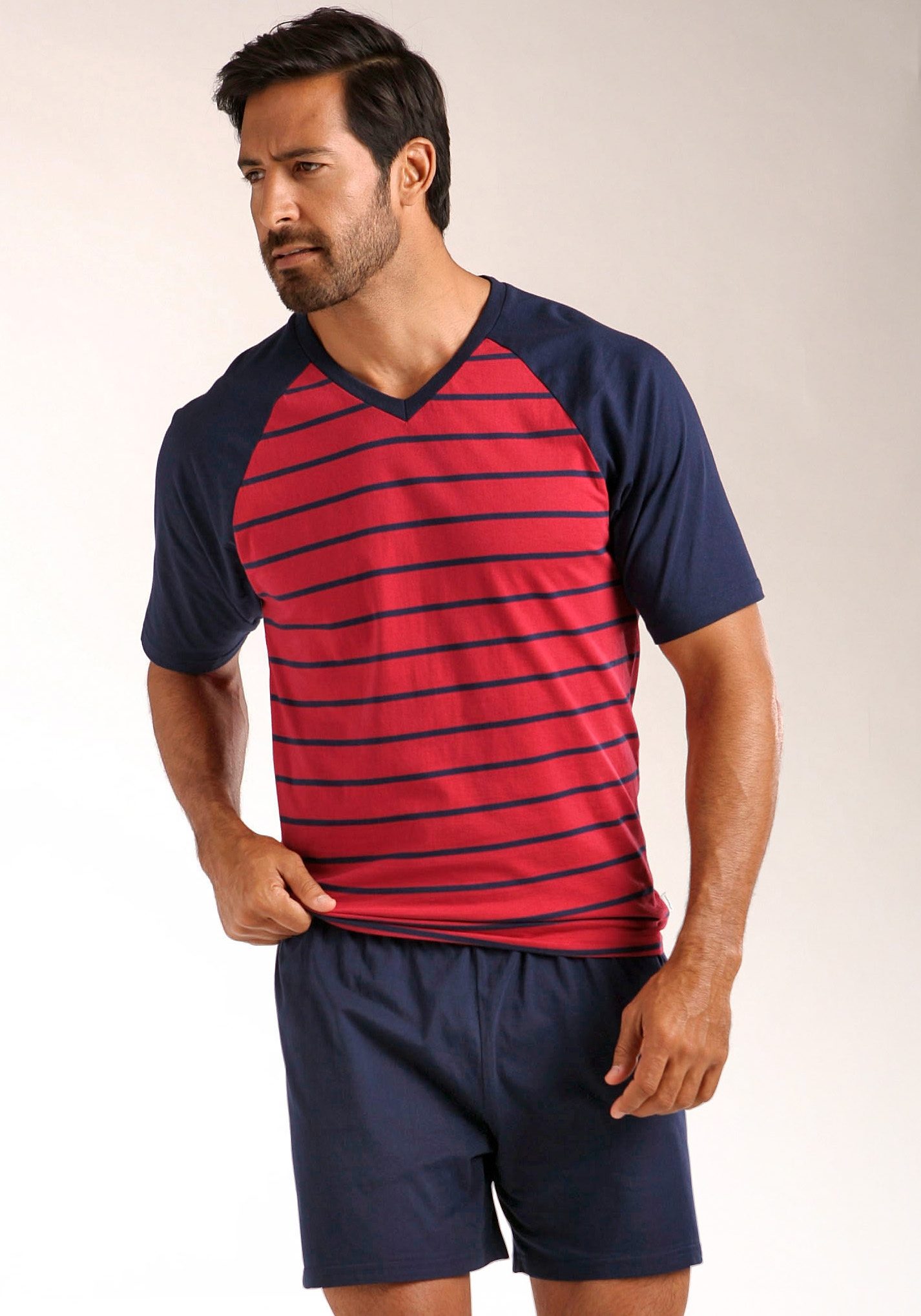 le jogger® Pyjama in een kort model, met raglanmouwen (4-delig, Set van 2)