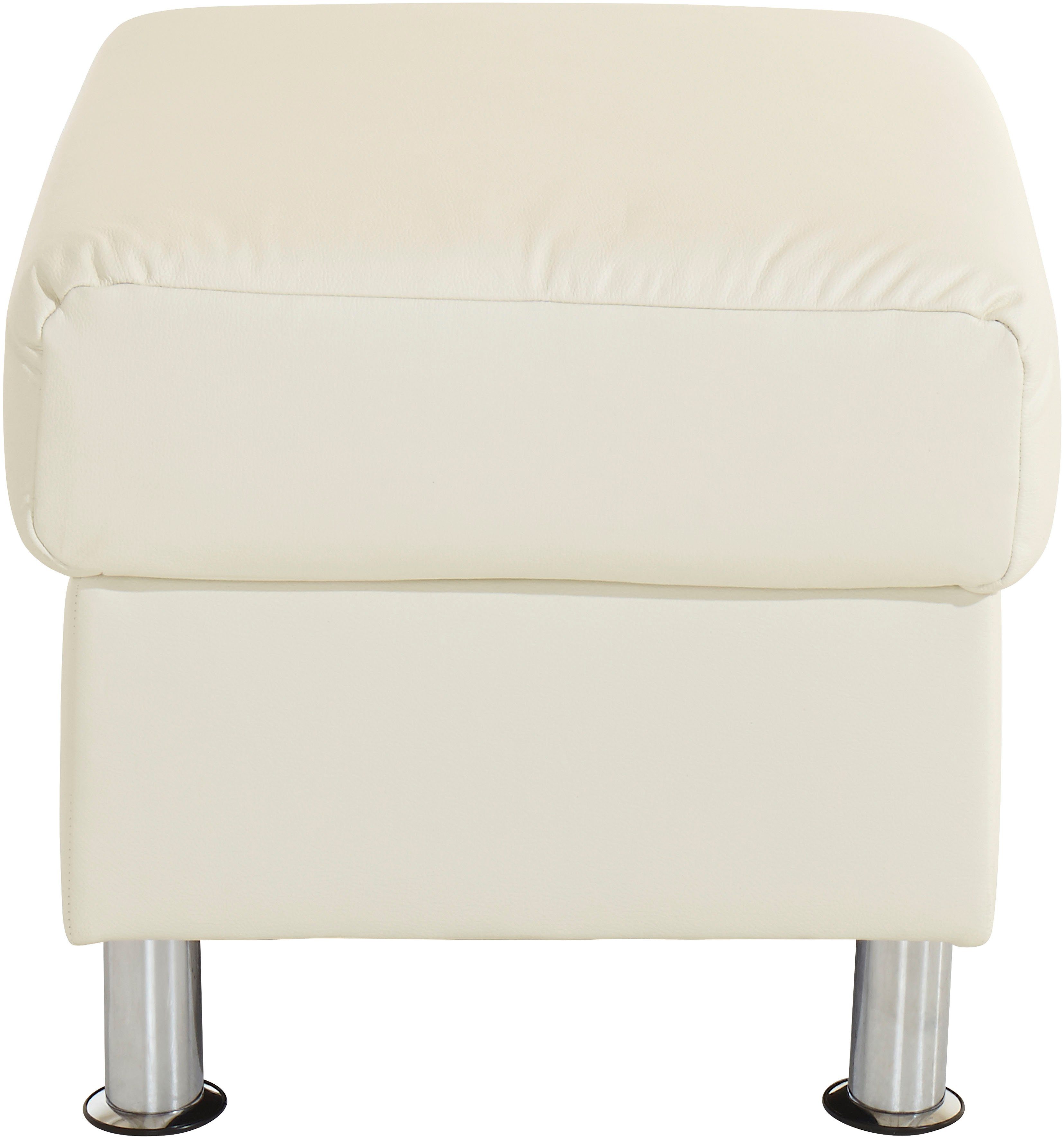 TRENDMANUFAKTUR Hocker Rondo, poef bij de serie, breedte 67 cm, chromen voeten Voetenbank optioneel met verenkern, in verschillende bekledingen bestelbaar