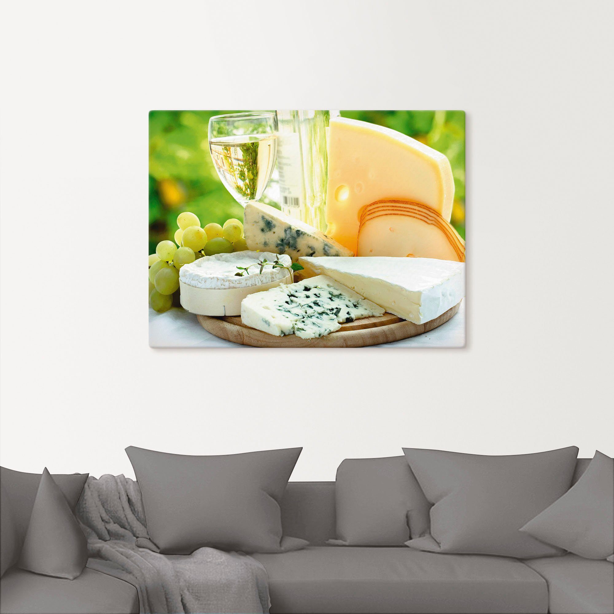 Artland Artprint Kaas & wijn als artprint op linnen, poster in verschillende formaten maten