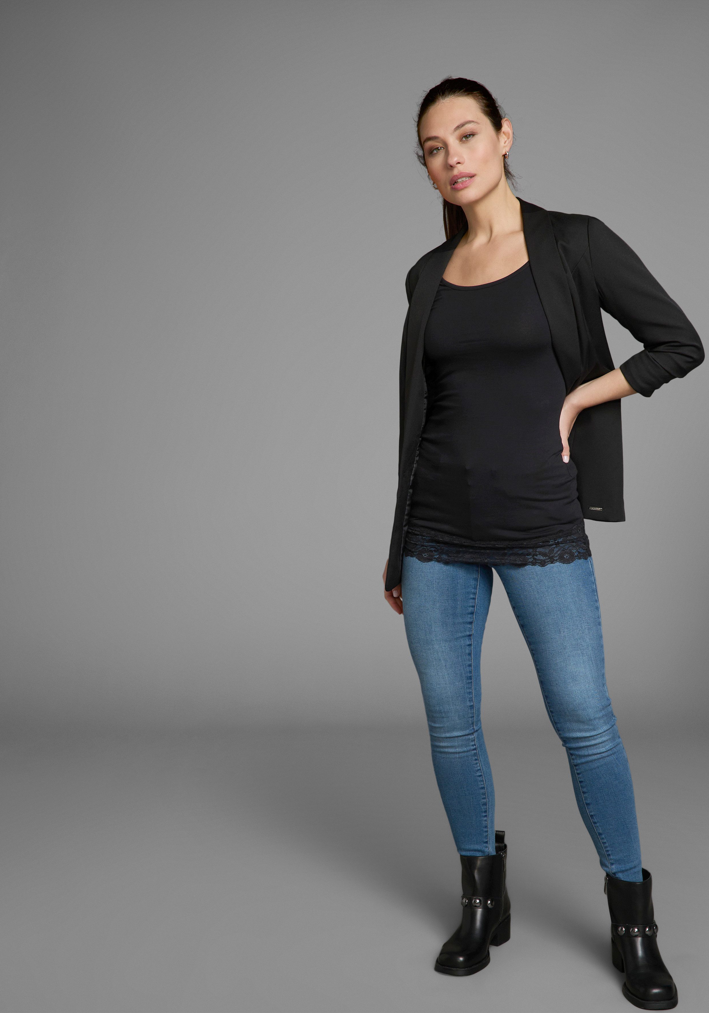 AJC Lang shirt Lange mouwen, figuurvolgende snit, effen, ronde hals