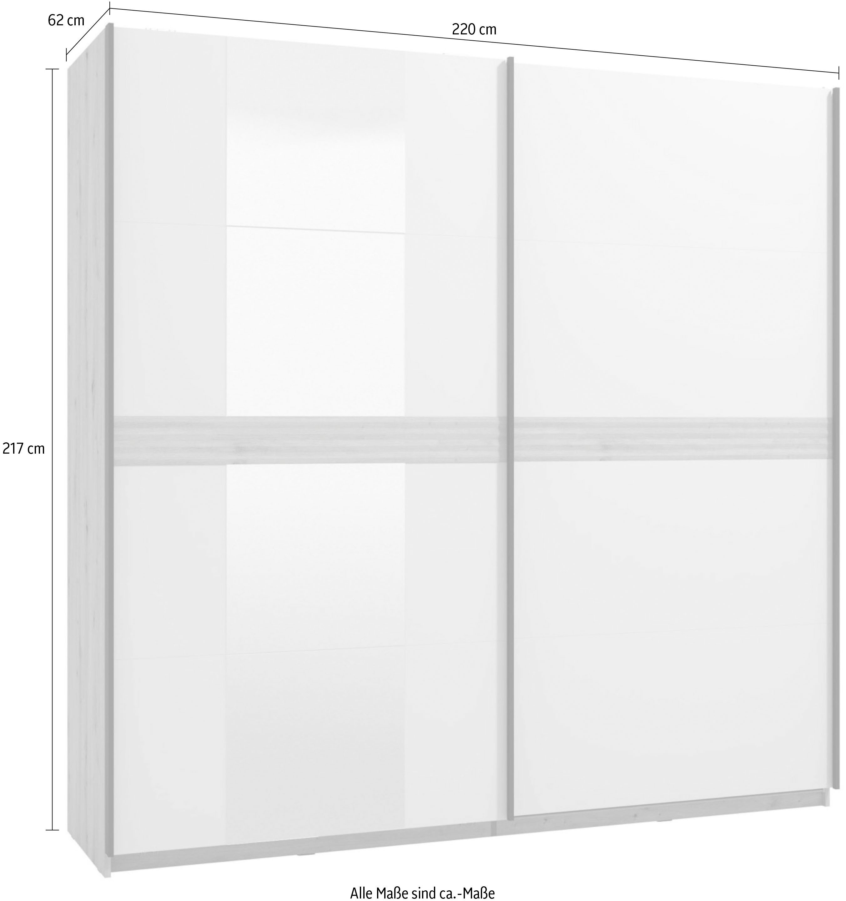 INOSIGN Schuifdeurkast Modena, breedte 220 cm, FSC-gecertificeerd, trendkleur cashmere Slaapkamerkast met spiegel, met verschillende binneninrichtingen
