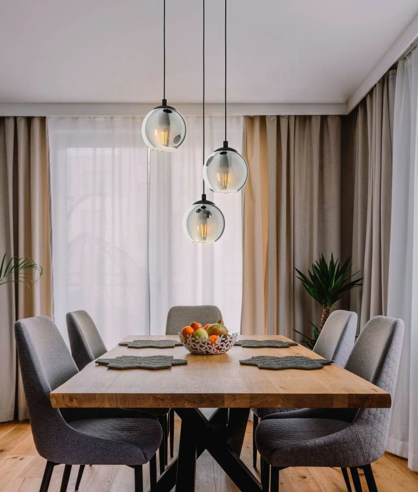 EGLO Hanglamp ARISCANI Hanglamp eettafel, hanglamp, rookglas zwart, E27, 76,5 cm (1 stuk)