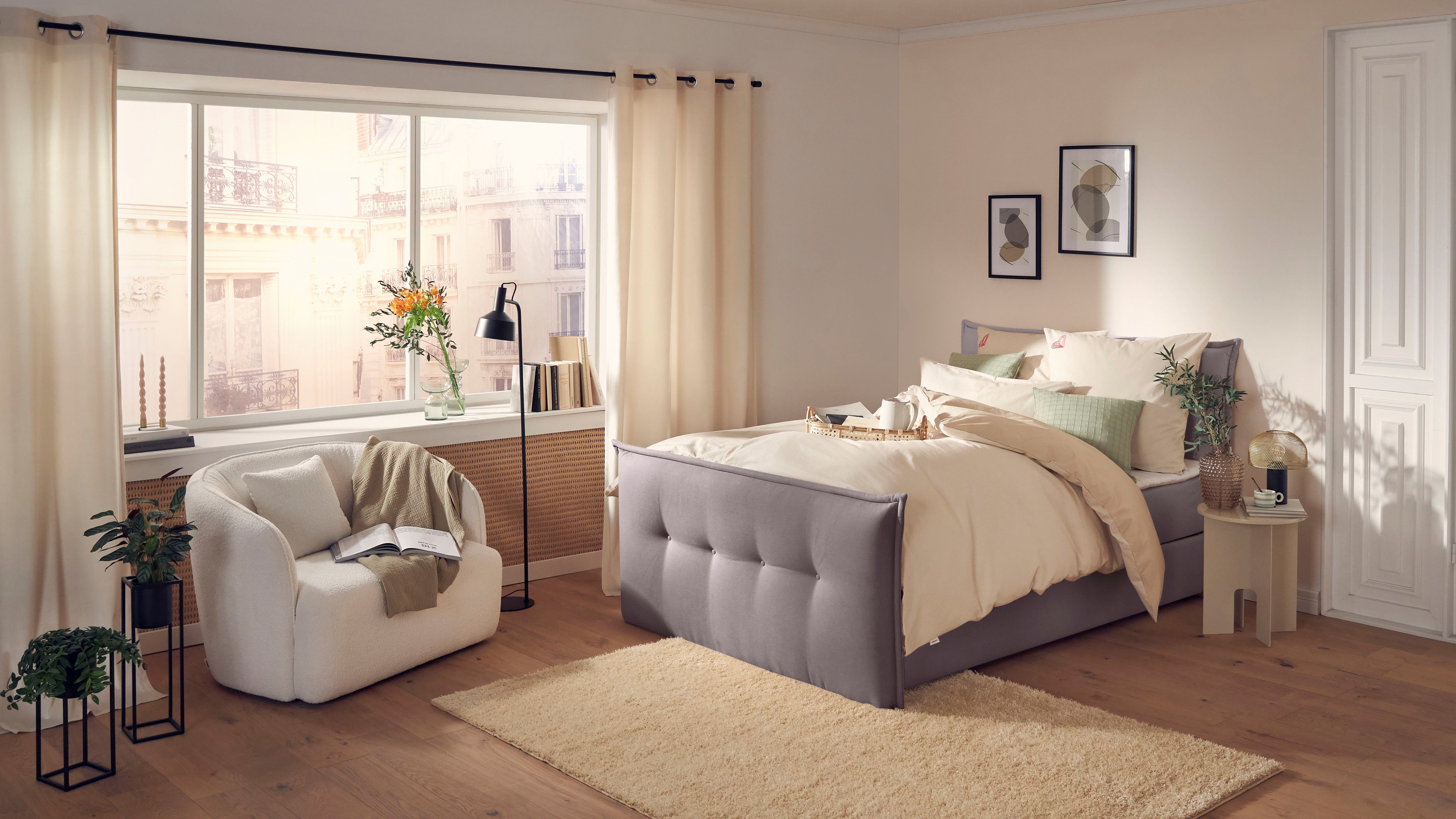 andas Boxspring Lichtgewicht inclusief voetbord, bedkist & topmatras, in 4 breedten en 2 hardheden