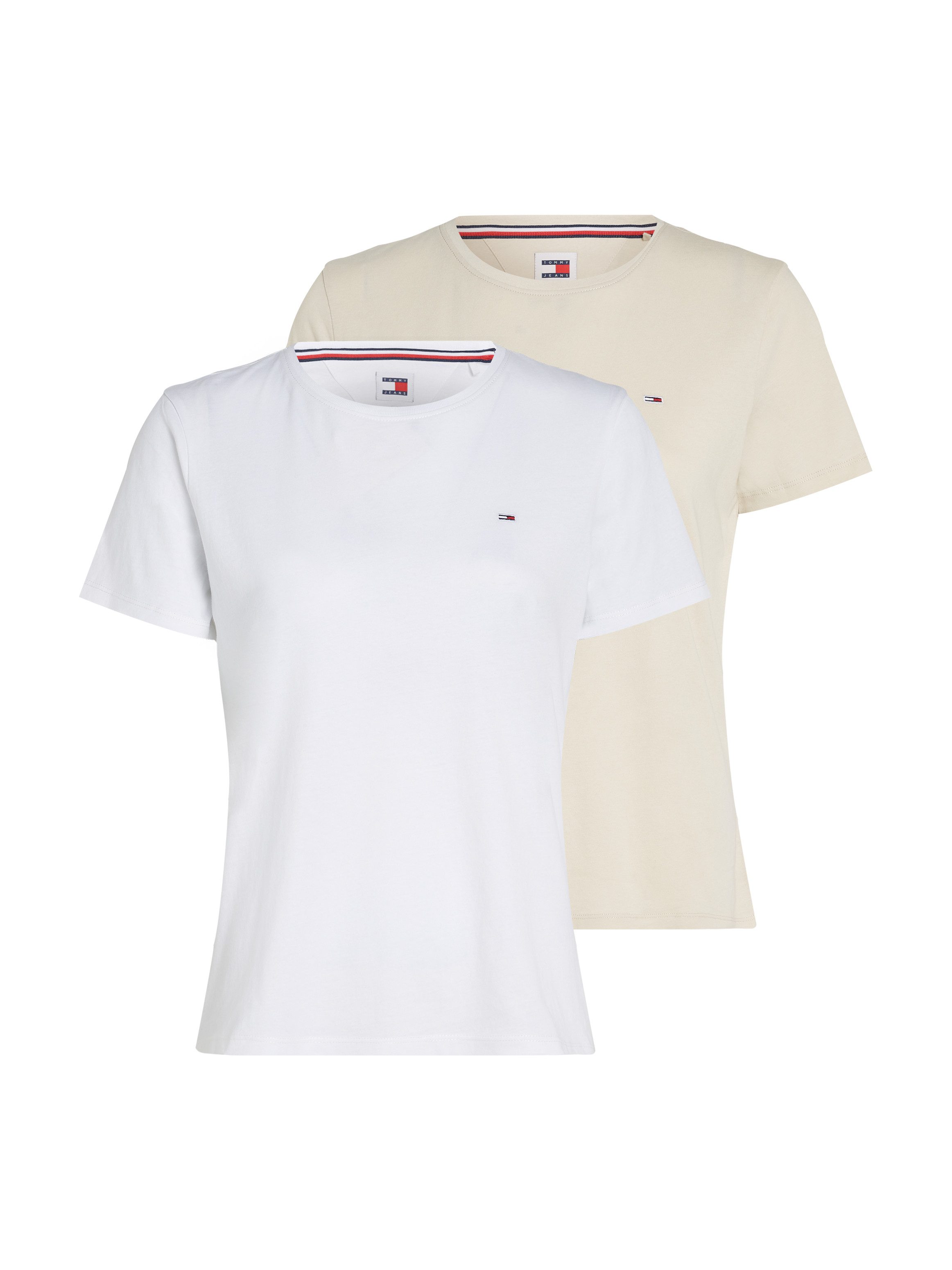 TOMMY JEANS Shirt met ronde hals TJW 2PACK SOFT JERSEY TEE met merklabel-borduursel (2-delig Set van 2)