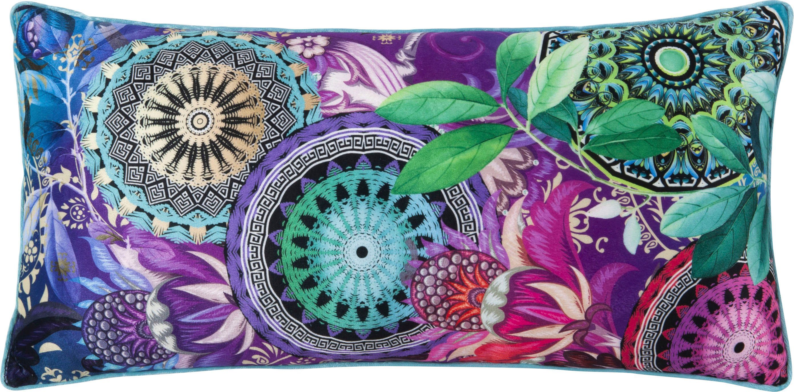 hip Sierkussen Axelle Met vulling, 1 stuk, Bies, 30x60, Omkeerbaar, Zacht, Mandala, Paars (1 stuk)