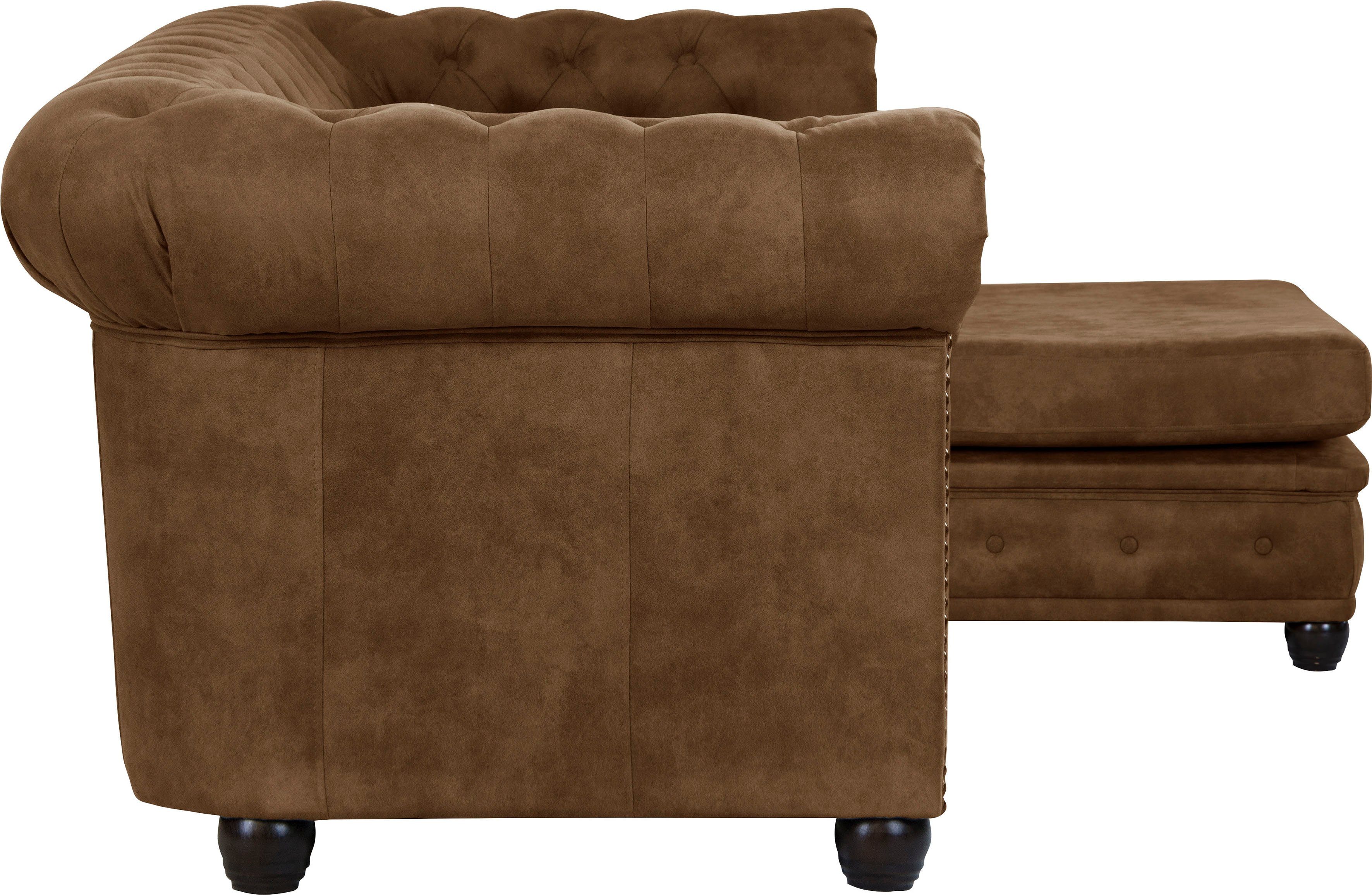 Home affaire Chesterfield-bank Rysum L-vorm Chesterfield-look met afsluitende ottomane