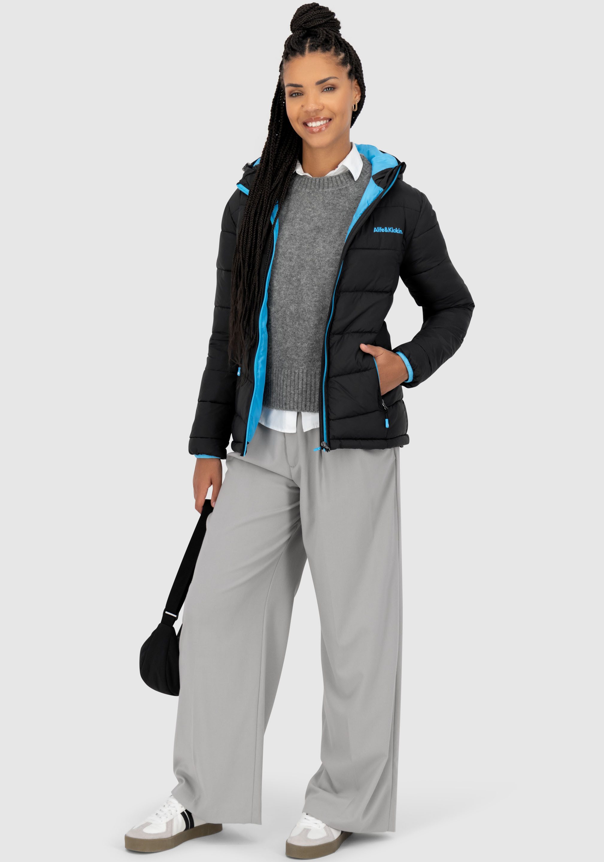 Alife & Kickin Gewatteerde jas AndriaAK lichte getailleerde tussenjas met brede stiksels en capuchon