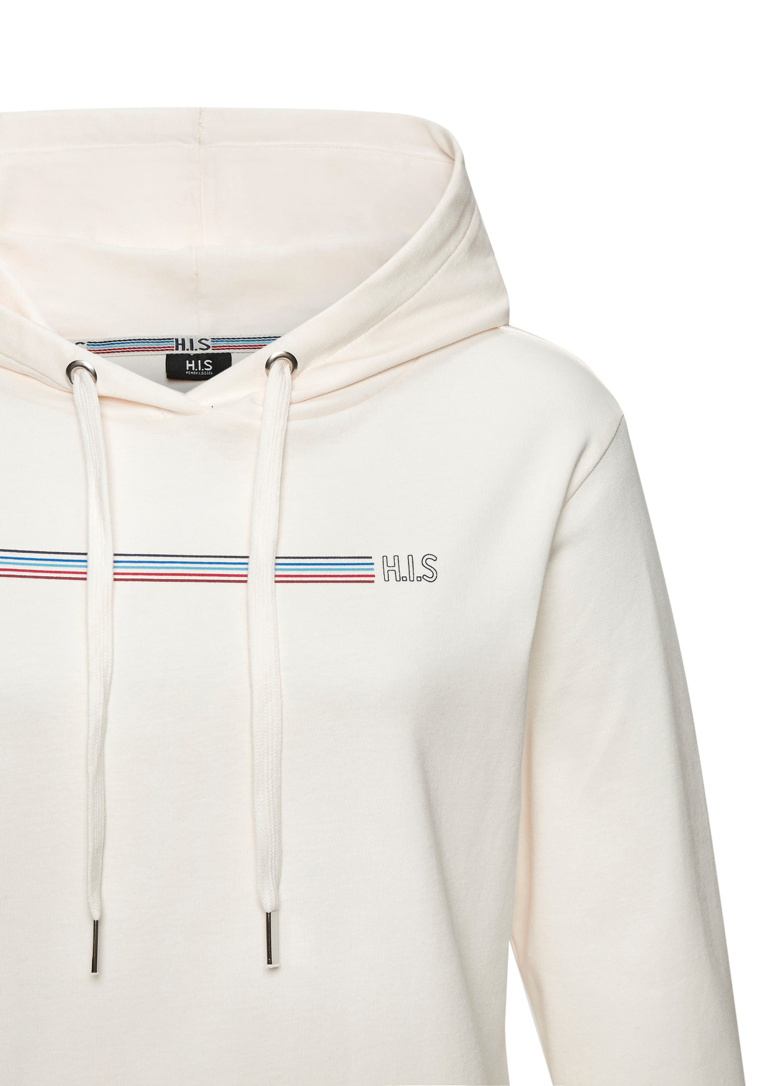 H.I.S Hoodie met kangoeroe zak en streepdru print