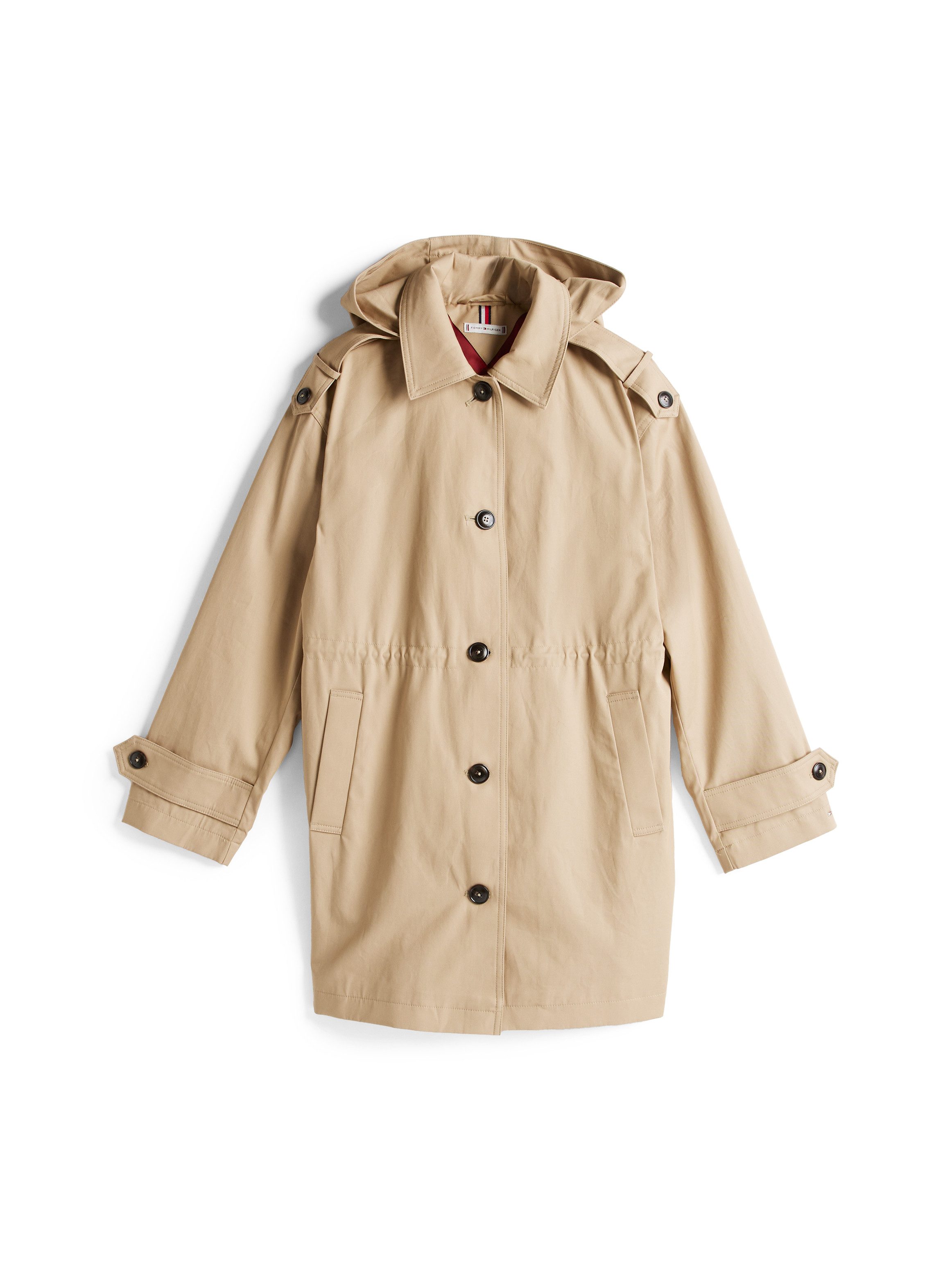 Tommy Hilfiger Parka ESS COTTON HOOD PARKA in trenchcoat-look, met capuchon, met tailleband