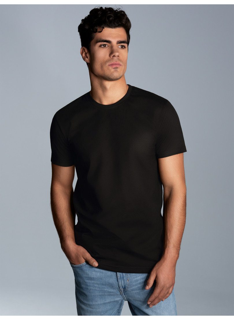 Trigema T-shirt TRIGEMA Slim-fit T-shirt van DELUXE-katoen (1-delig) heren t-shirts maat XL zwart
