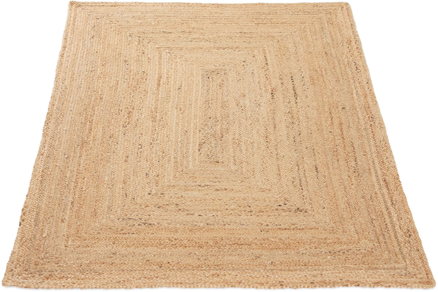 carpetfine Vloerkleed Nele jute-vloerkleed natuurmateriaal gevlochten tweezijdig te gebruiken kleed van 100% jute, vierkant en als loper