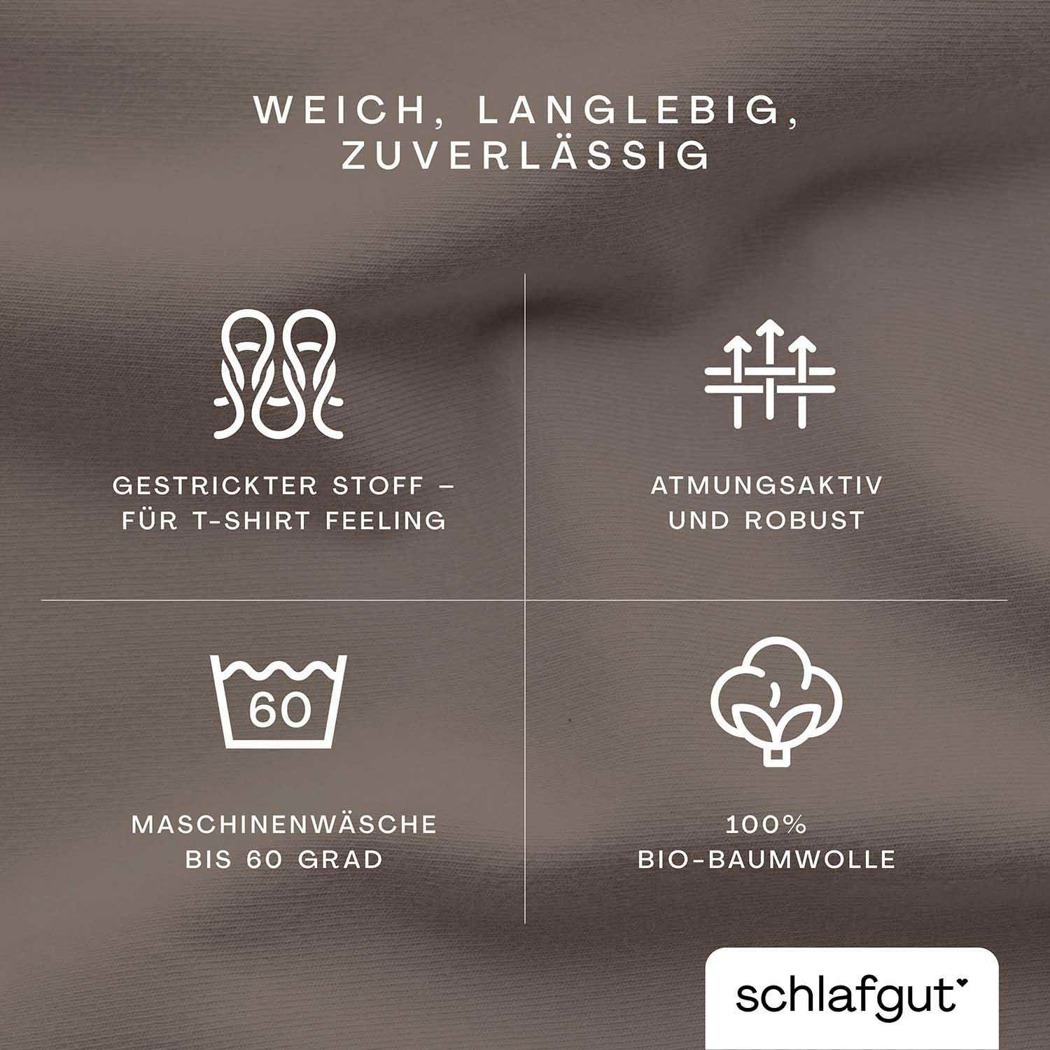 Schlafgut Hoeslaken CASUAL o.a. in maat 90x200, 140x200 of 180x200 cm, 100% biologisch katoen Dekbedovertrek voor matrassen tot 25 cm hoogte, betrouwbaar, duurzaam, zacht (1 stuk)