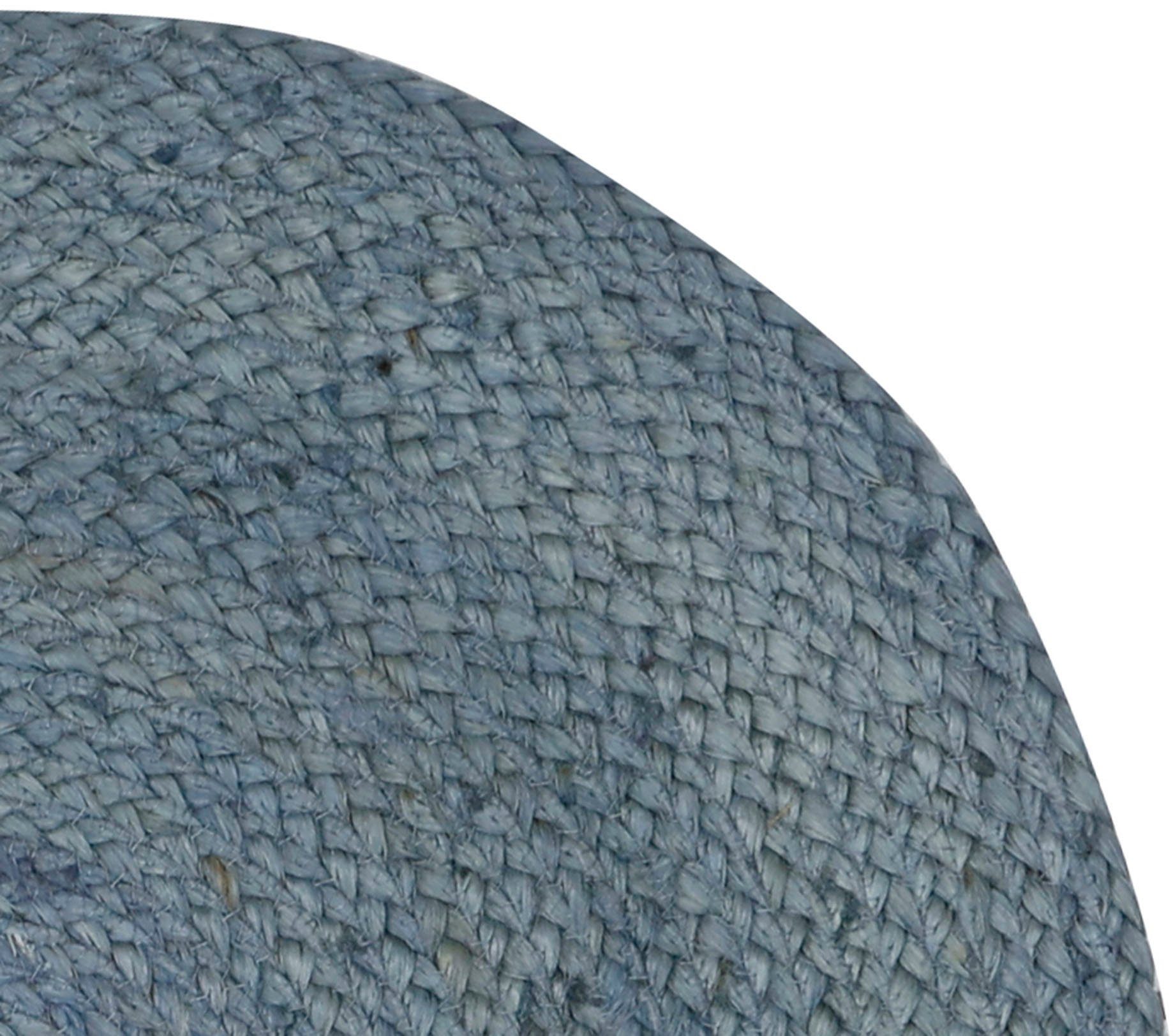 carpetfine Vloerkleed Alia Jutetapijt handgeweven van jute, natuur tapijt, speciale vorm blauw, boho stijl, effen