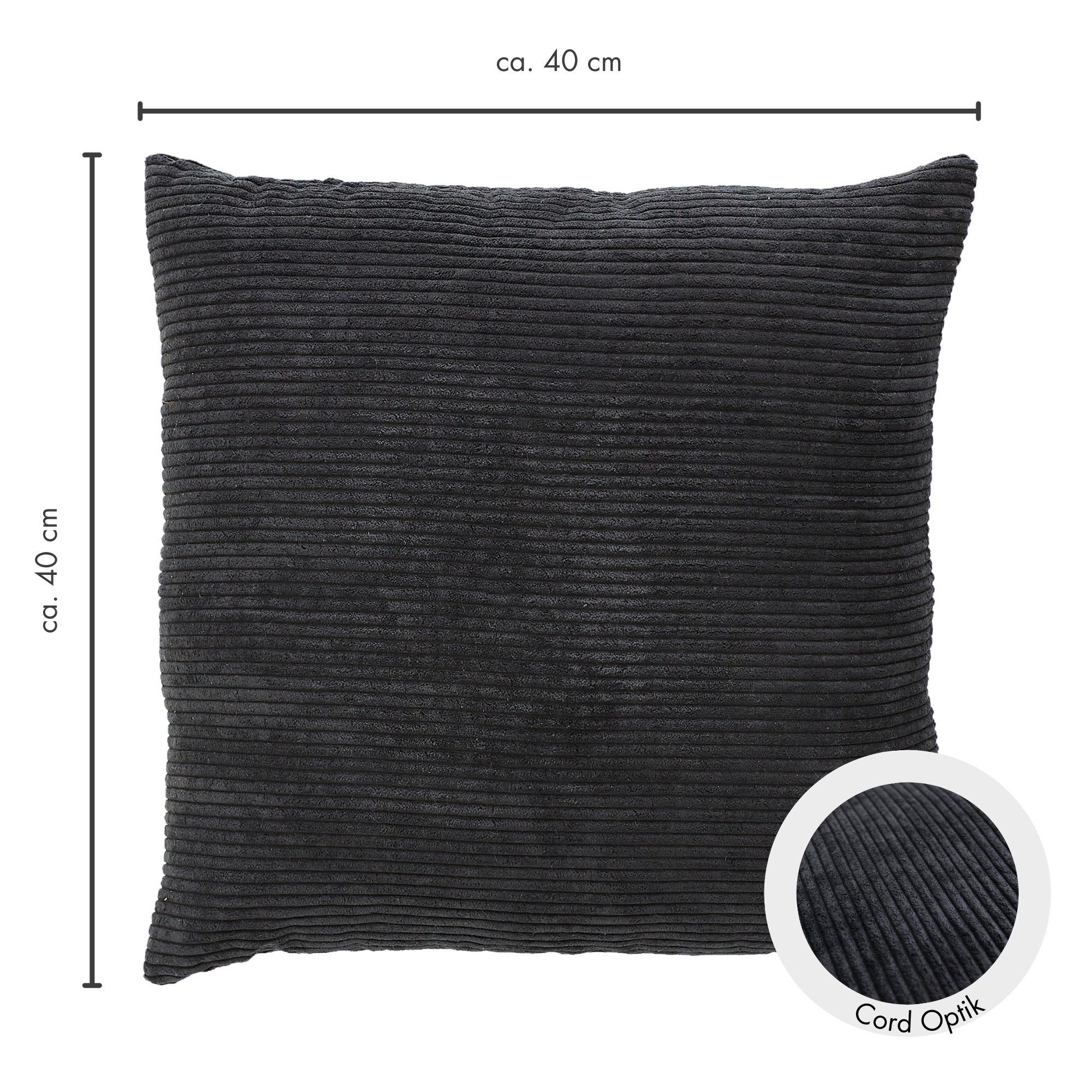 Andiamo Sierkussen Cord kussen Emy, kussenhoes met vulling Sierkussens, vierkant, 40x40 of 30x50 cm, ook verkrijgbaar als 4-delige set (1 stuk)