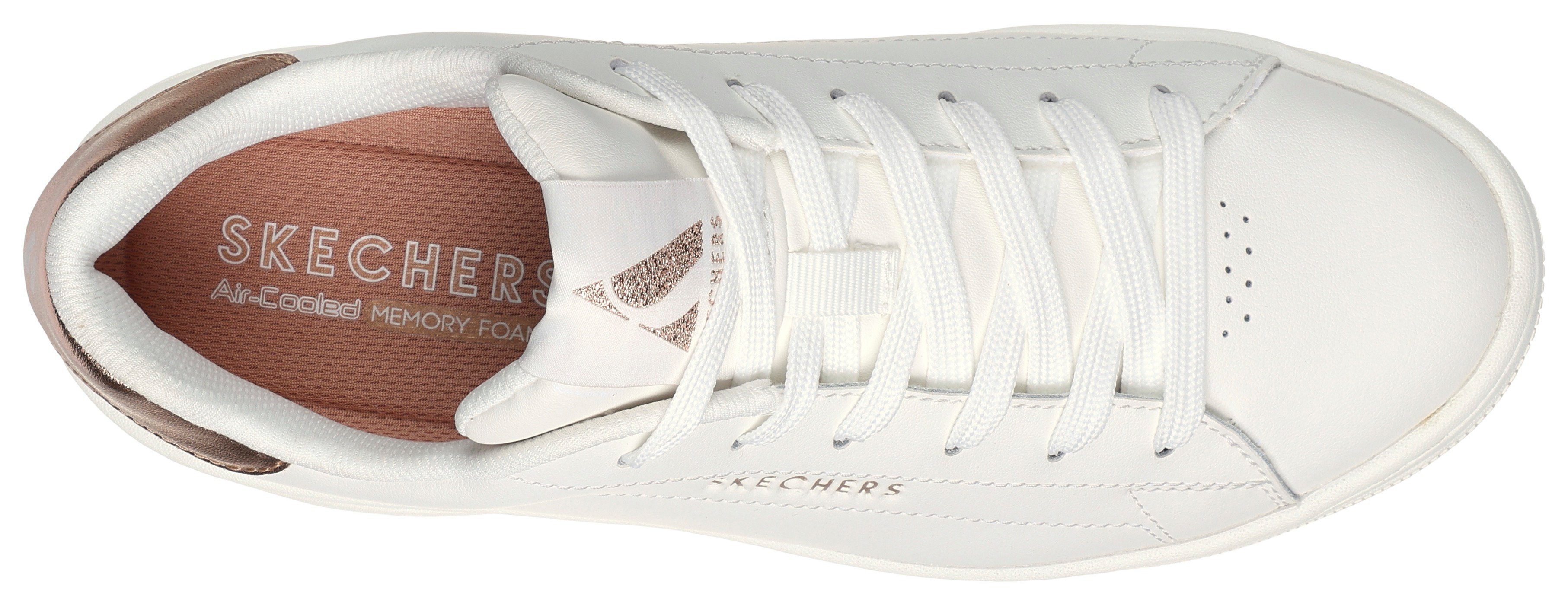 Skechers Sneakers UNO COURT met metallic-applicatie, vrijetijdsschoen, lage schoen, veterschoen