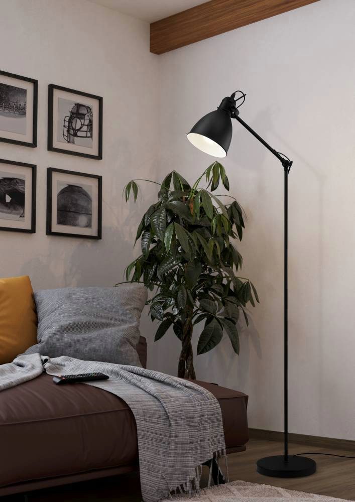 EGLO Staande lamp PRIDDY vloerlamp, staande lamp, staal, zwart, E27, industrieel