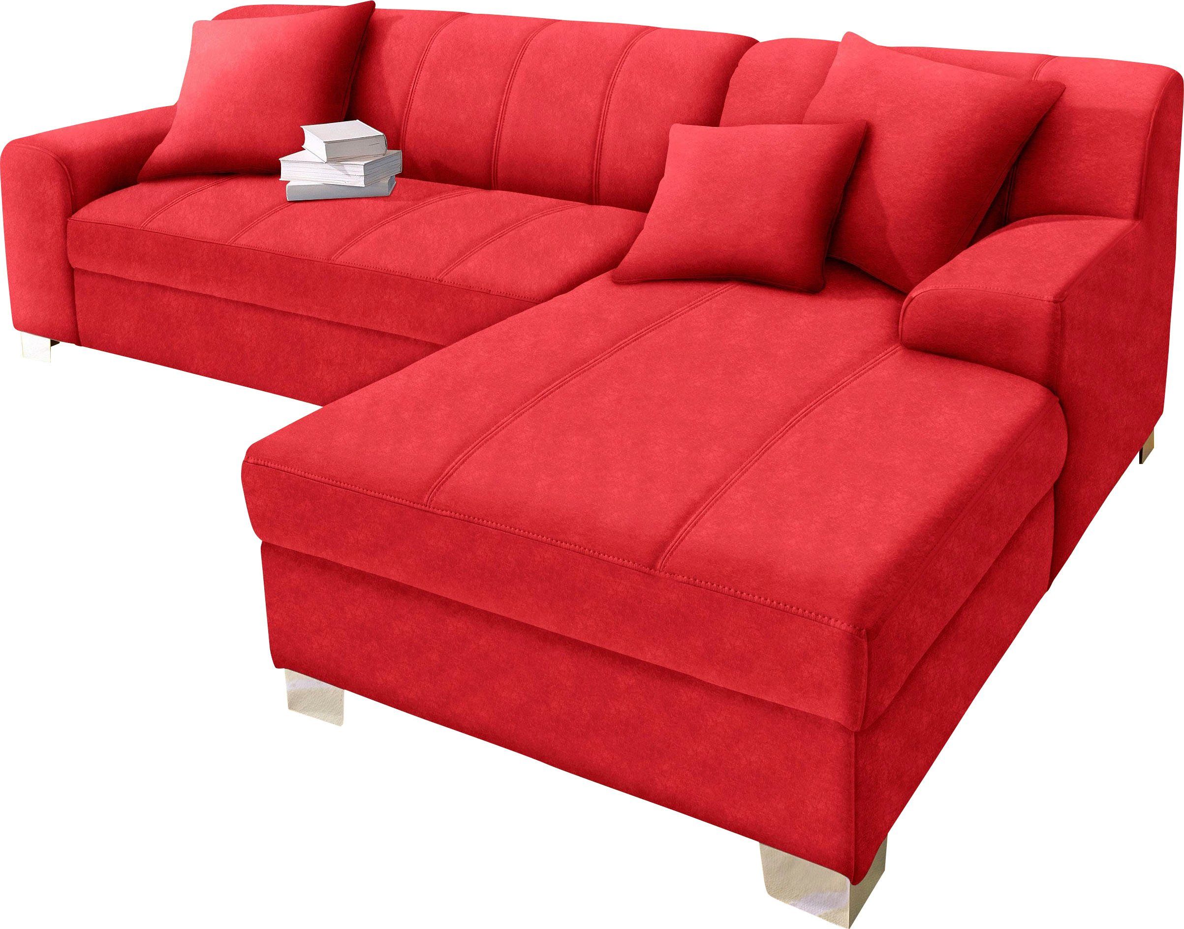 INOSIGN Hoekbank Turah incl. sierkussens, modern doorgestikt, ook in leer naar keuze met slaapfunctie, bedbank, bxdxh: 239x152x75 cm, l-model