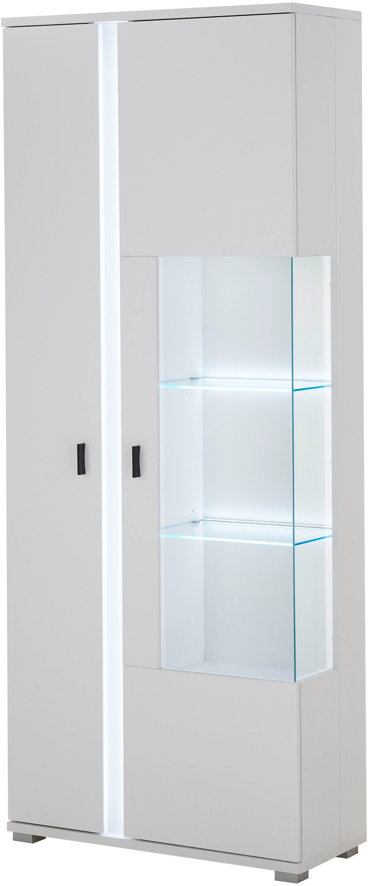 INOSIGN Vitrinekast LONG ISLAND, opberghangkast in moderne trendkleur, inclusief verticale verlichting, breedte 80 cm (1 stuk)