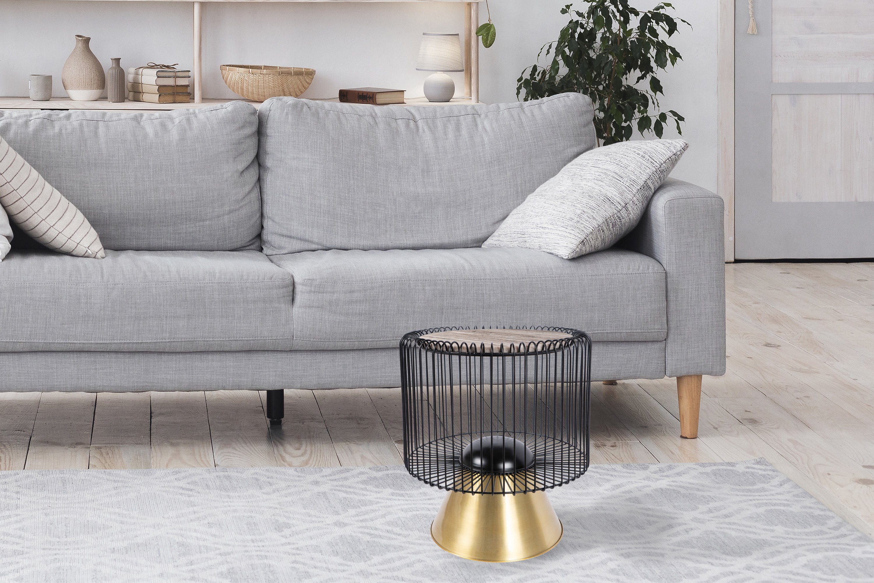 Kayoom Bijzettafel Malibu 125, ronde plaat van originele marmer, onderhoudsvriendelijk ø-marmerschijf: ca. 40 cm, trendy metalen ontwerp, onderhoudsvriendelijk (1 stuk)