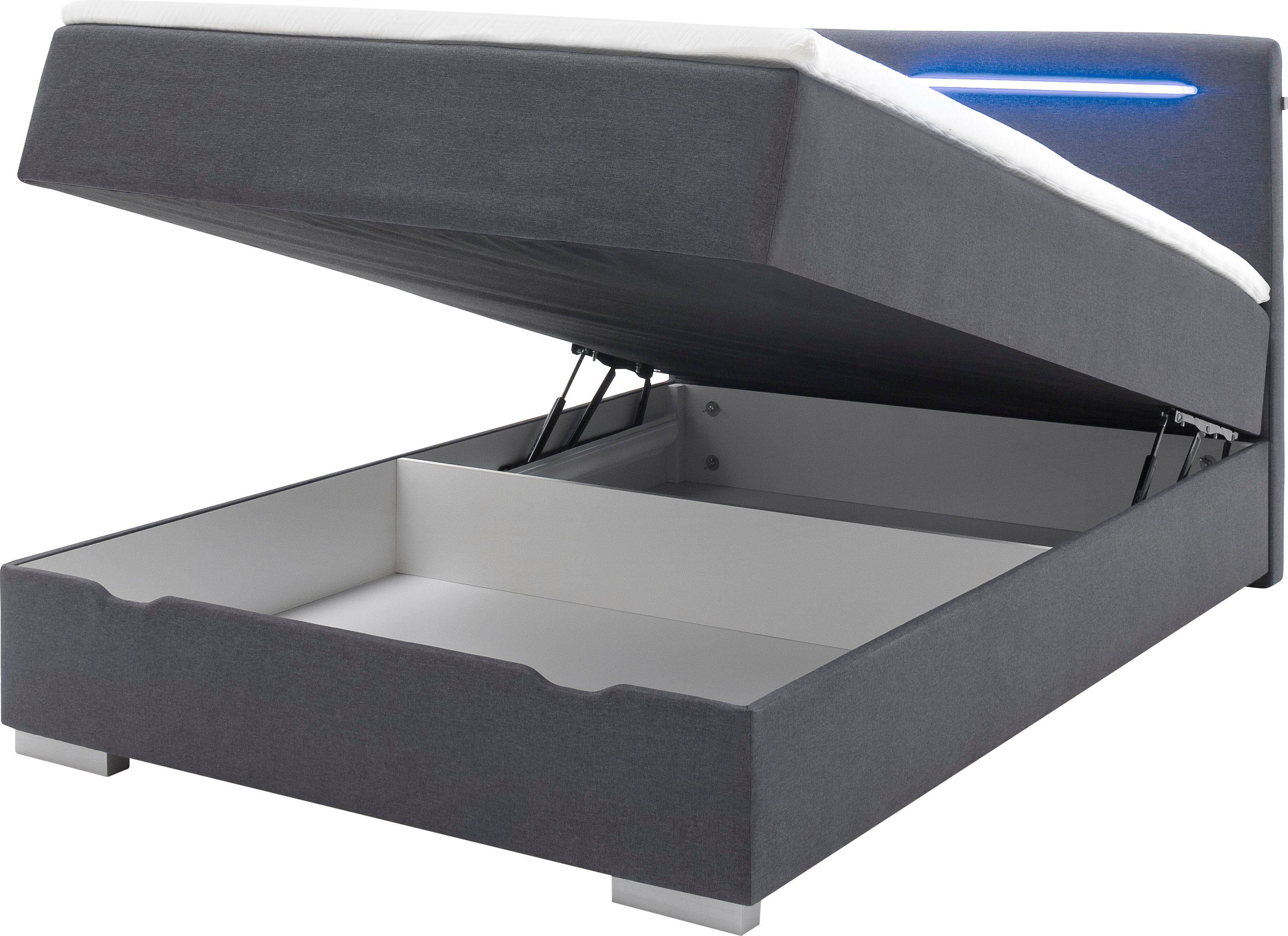 meise.möbel Boxspring Las Vegas 2 inclusief ledverlichting in het hoofdbord, met bedkist en topmatras