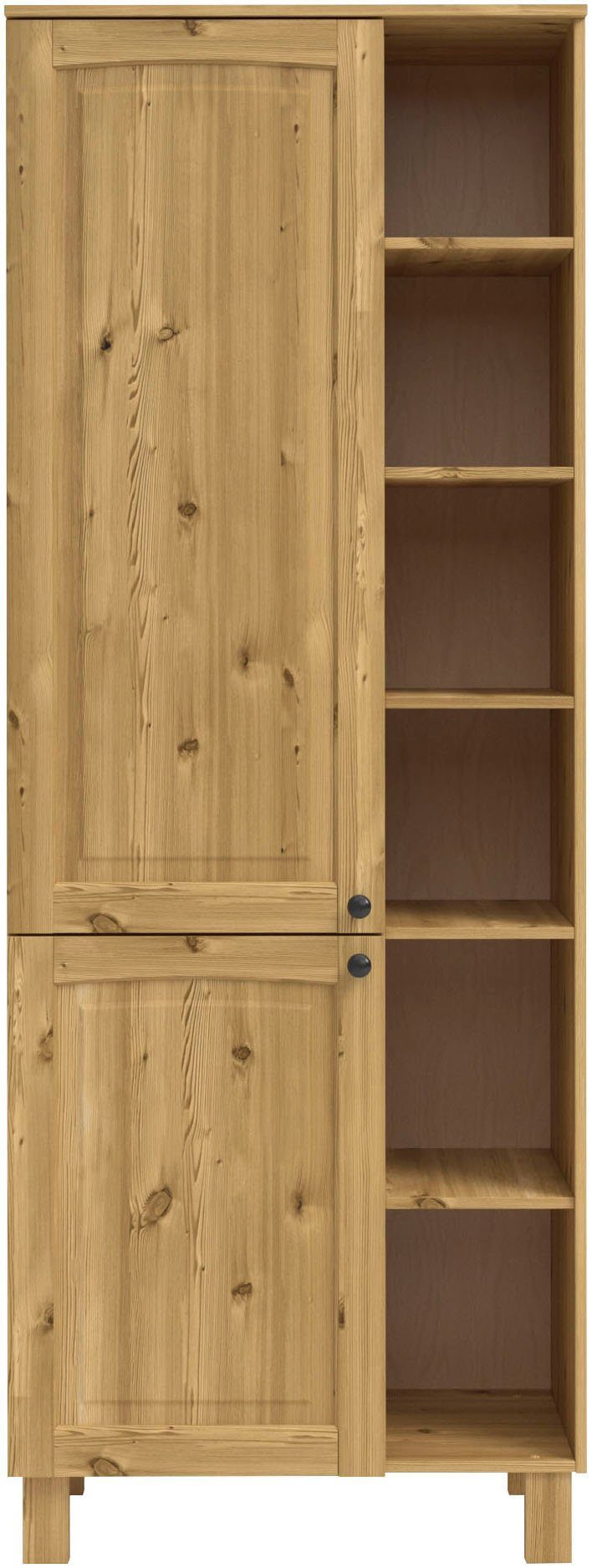 Kochstation Hoge kast KS-Osby Massief grenen, breedte 75 cm, 2 deuren, 4 legplanken, 6 open vakken (1 stuk)