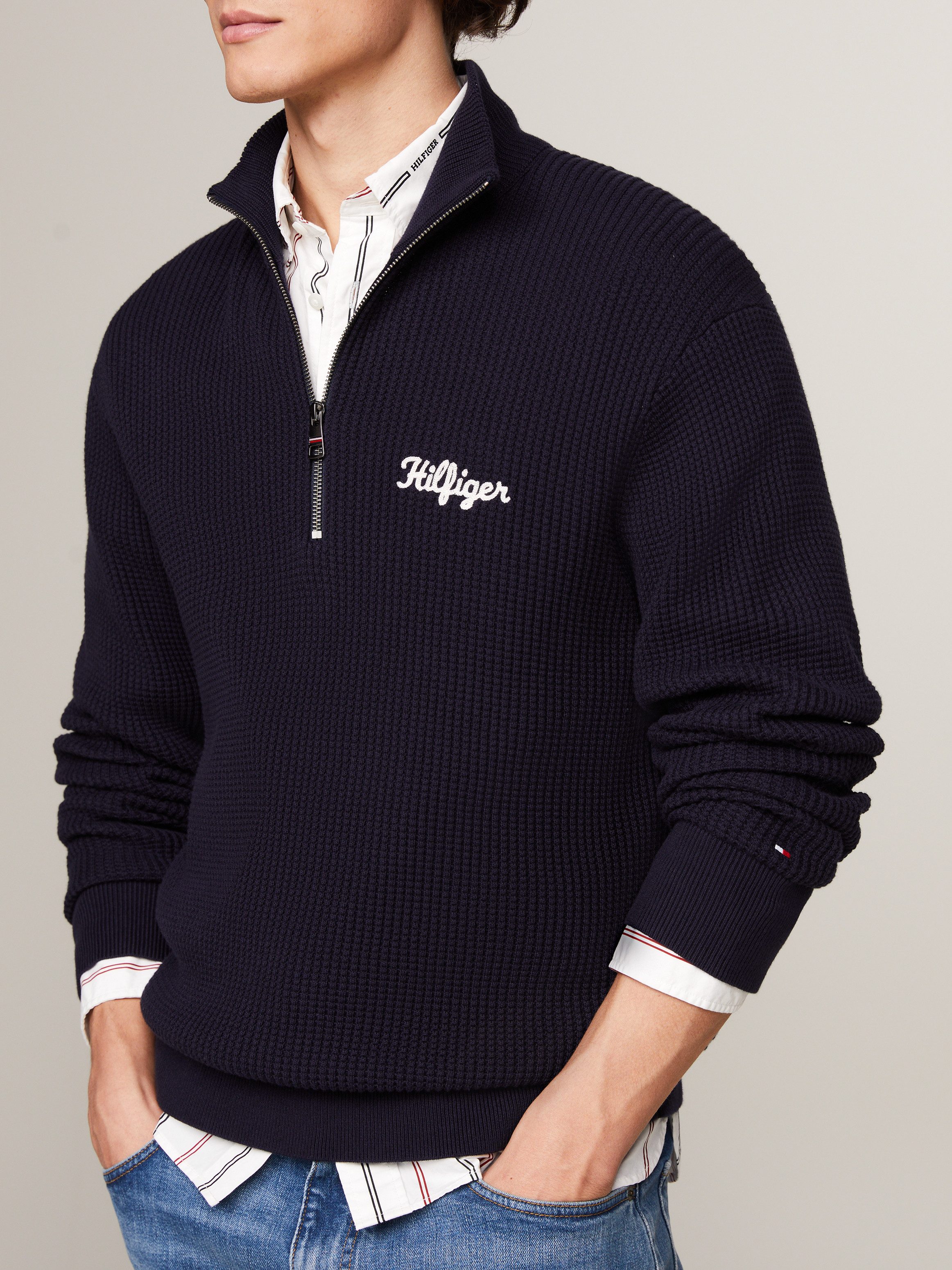 Tommy Hilfiger Trui met ronde hals HILFIGER GRAPHIC WAFFLE ZIP MOCK