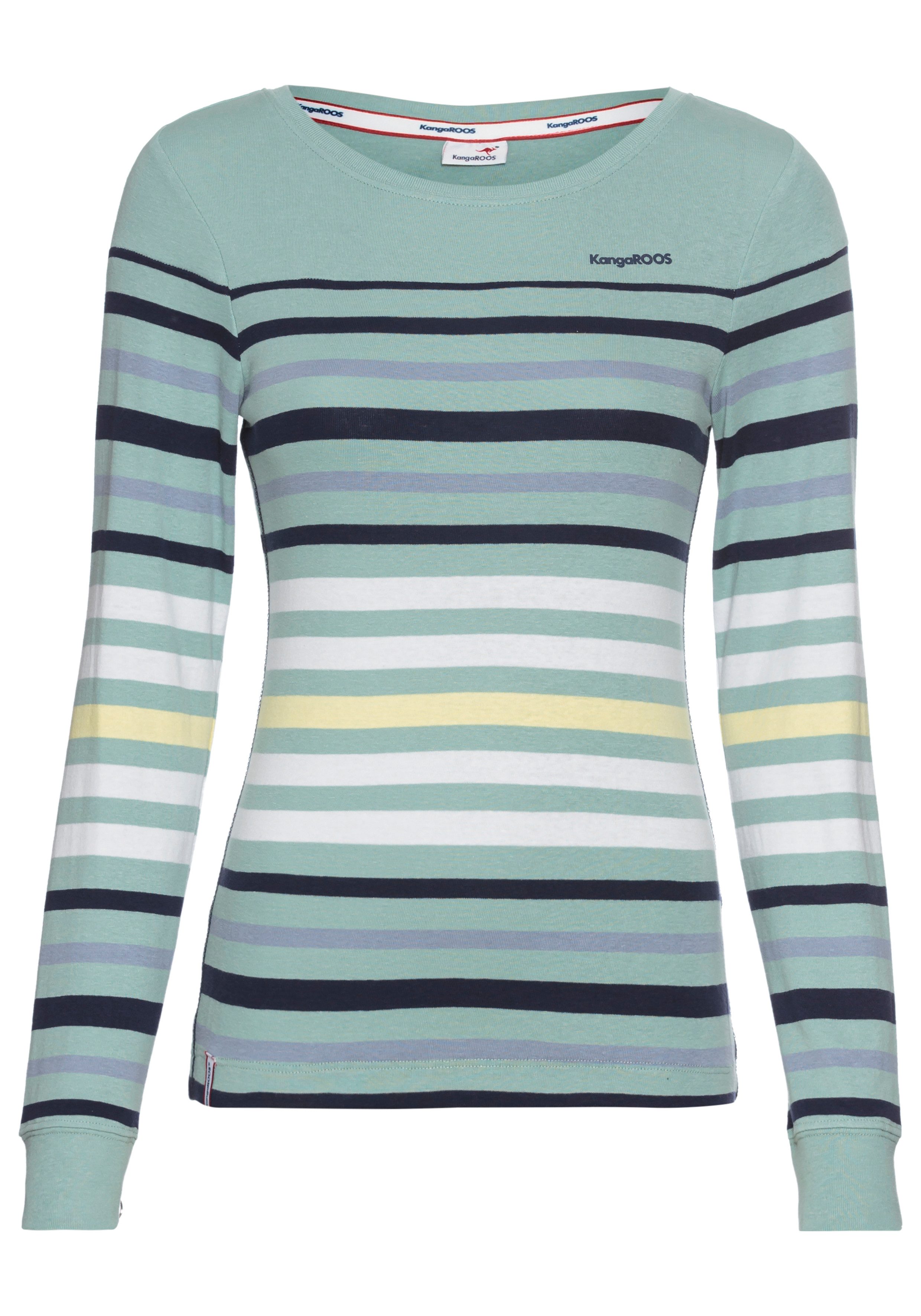 KangaROOS Shirt met lange mouwen lichaamsnauwkeurige pasvorm, effen, sportieve look, van katoen