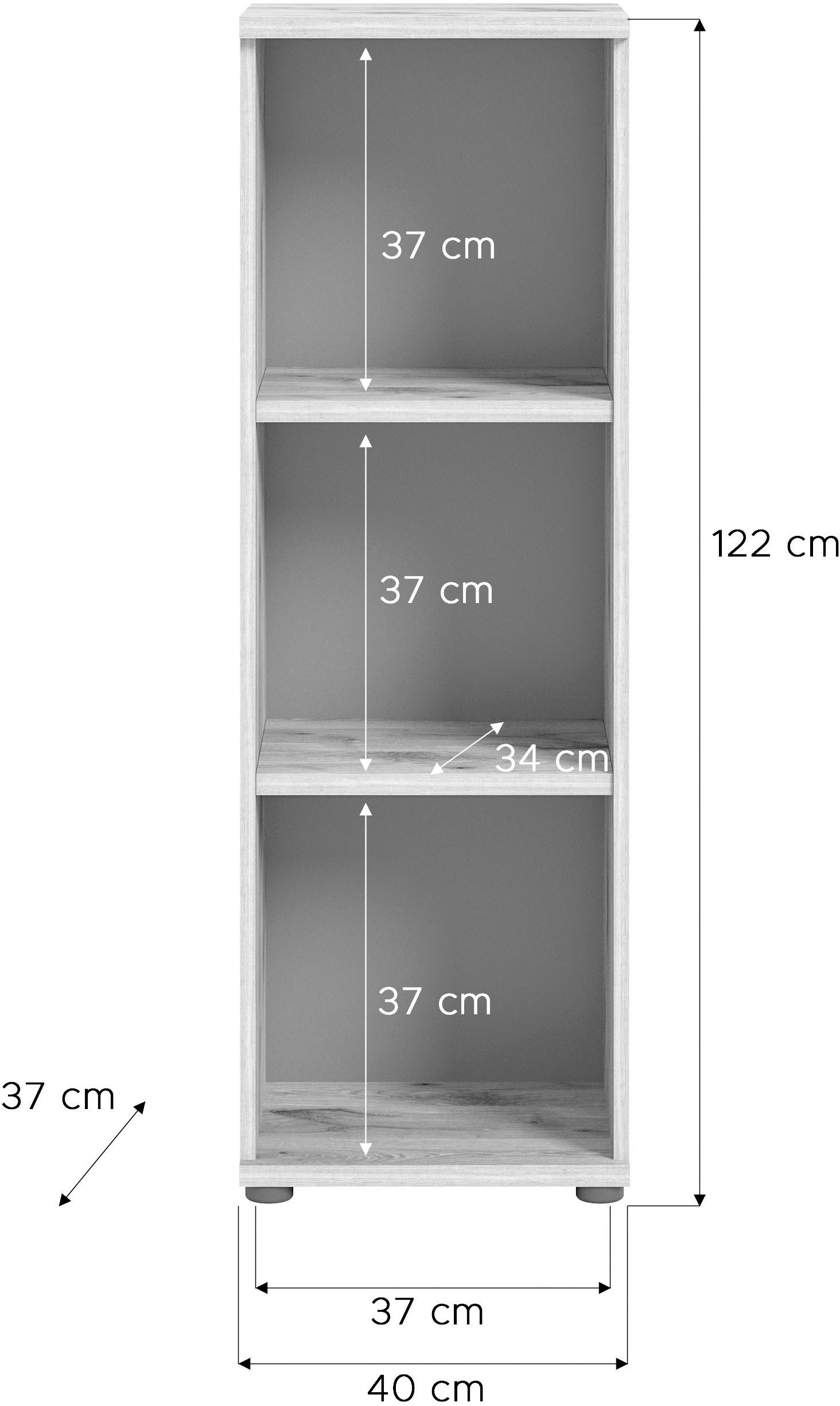 INOSIGN Ordnerrek Riga, Hoogte 122 cm, 3 vakken Plank, bureaukast, kantoor kast, archiefkast, opbergplank